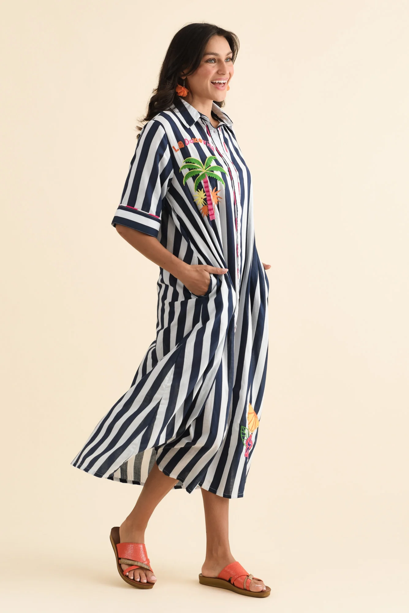 Franklin Navy Stripe Cotton Shirt Dress - Image 4