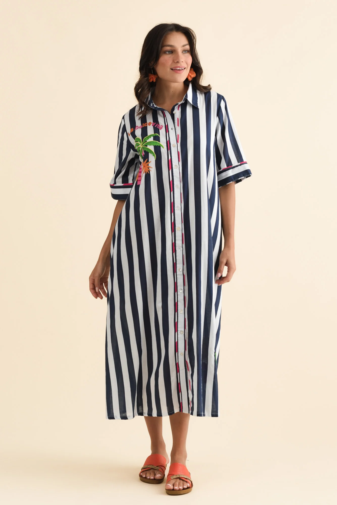 Franklin Navy Stripe Cotton Shirt Dress - Image 6