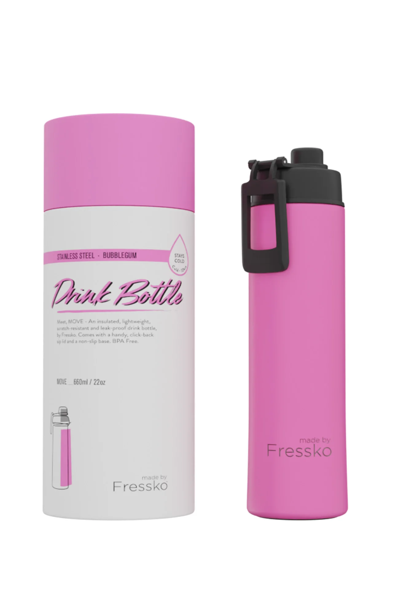 Fressko Bubblegum 660ml Stainless Steel Water Bottle - Image 2