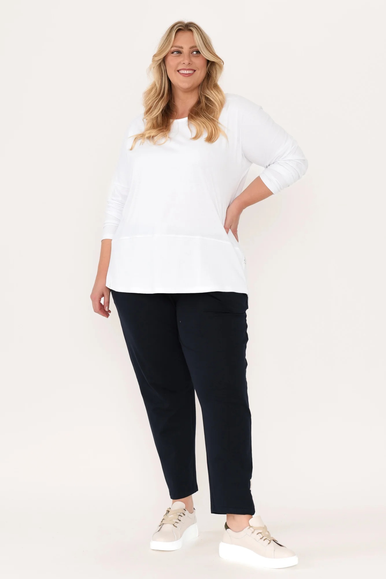 Fundamental White Cotton Rib Sleeved Top - Image 14