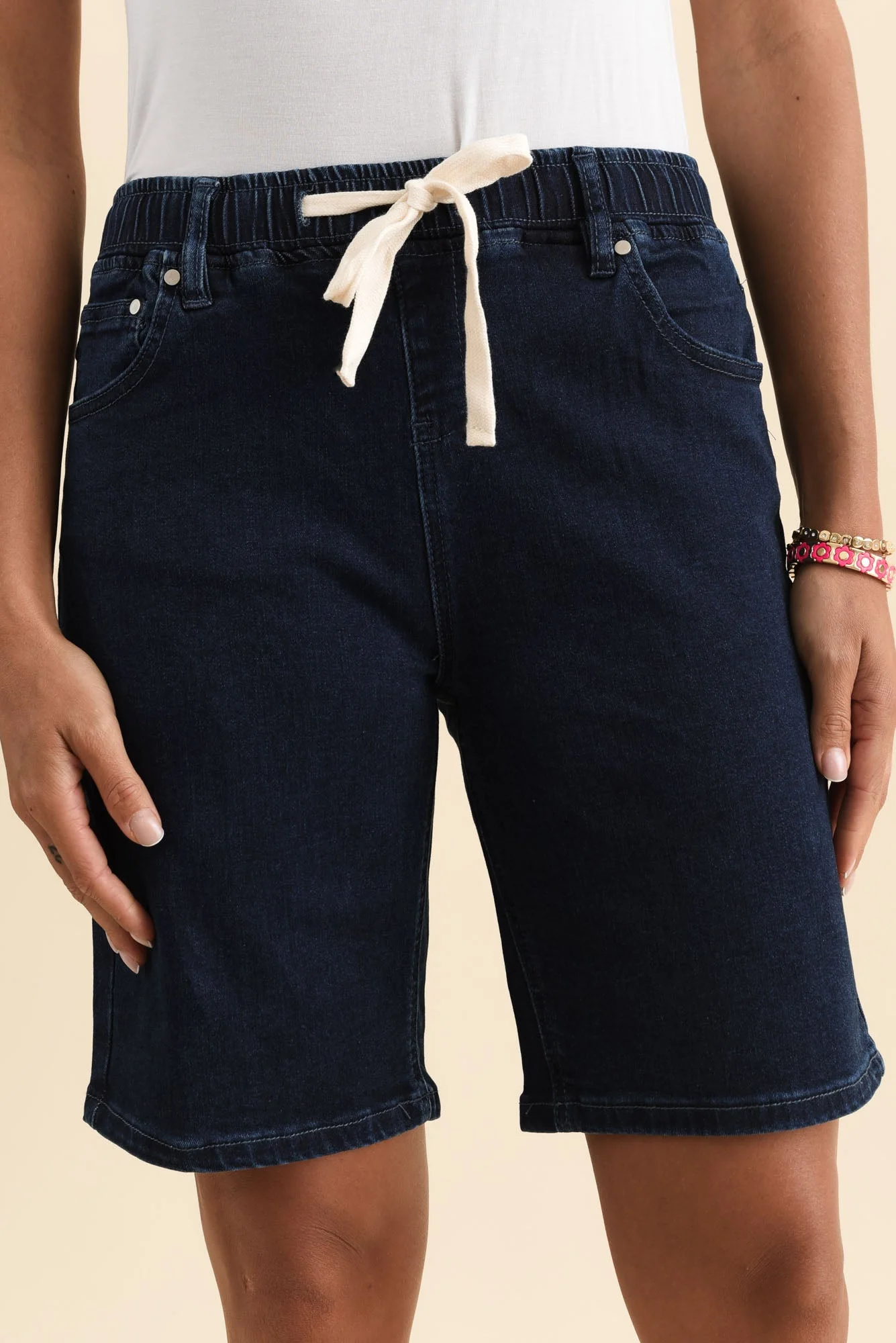 Gabby Dark Blue Denim Bermuda Shorts - Image 5