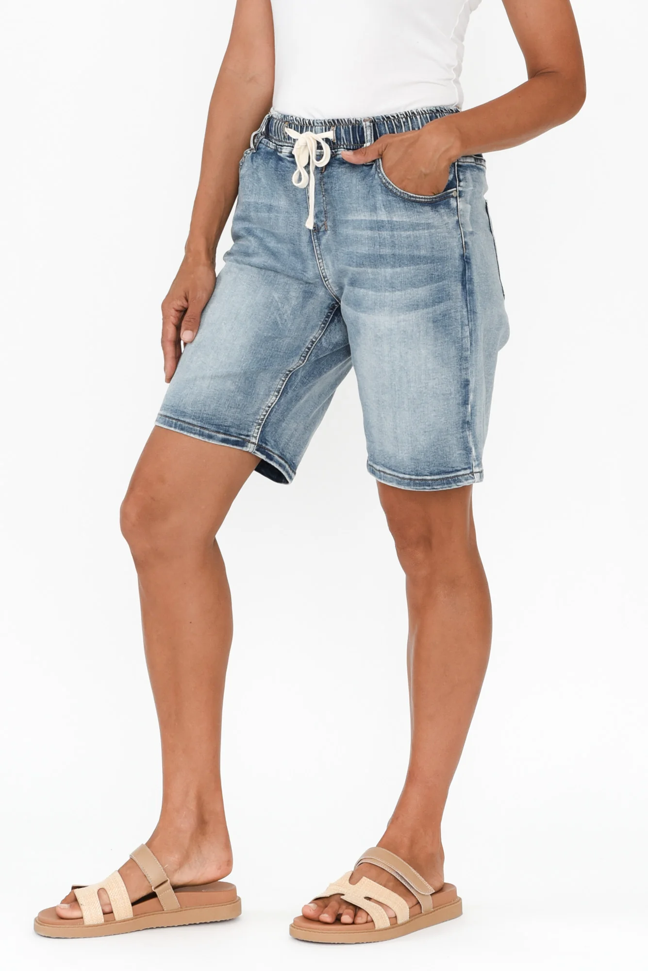 Gabby Mid Blue Denim Bermuda Shorts - Image 3