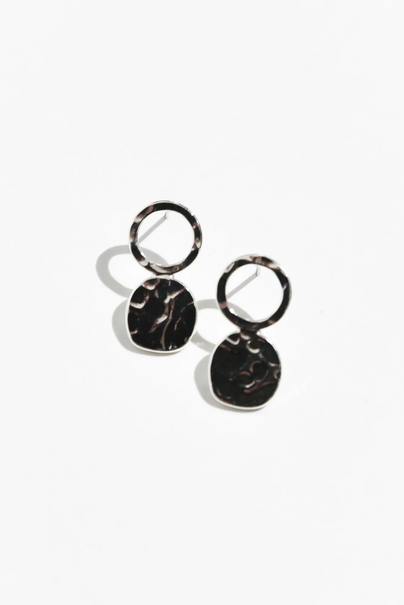 Gabe Silver Disc Drop Earrings