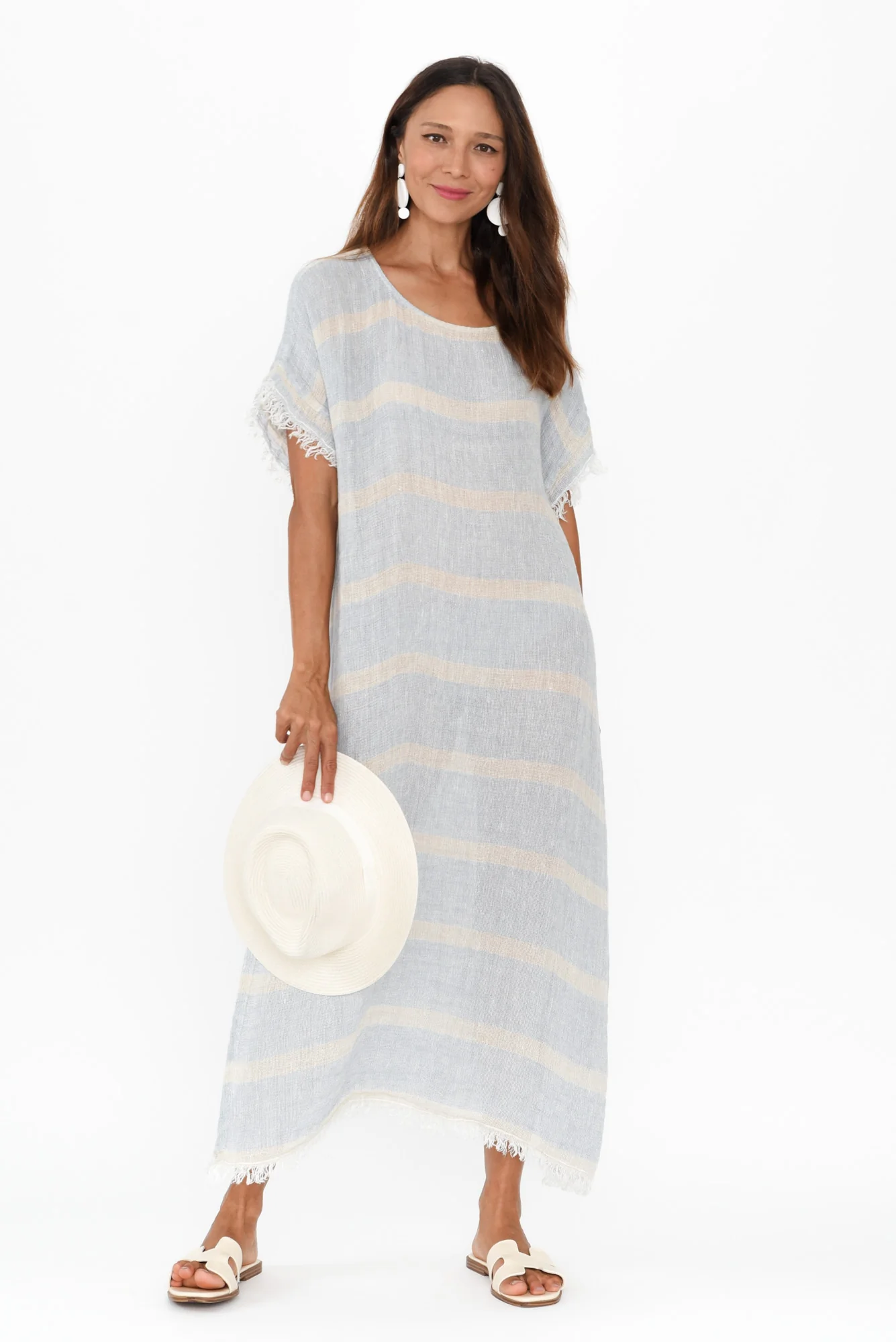 Galene Blue Stripe Linen Dress