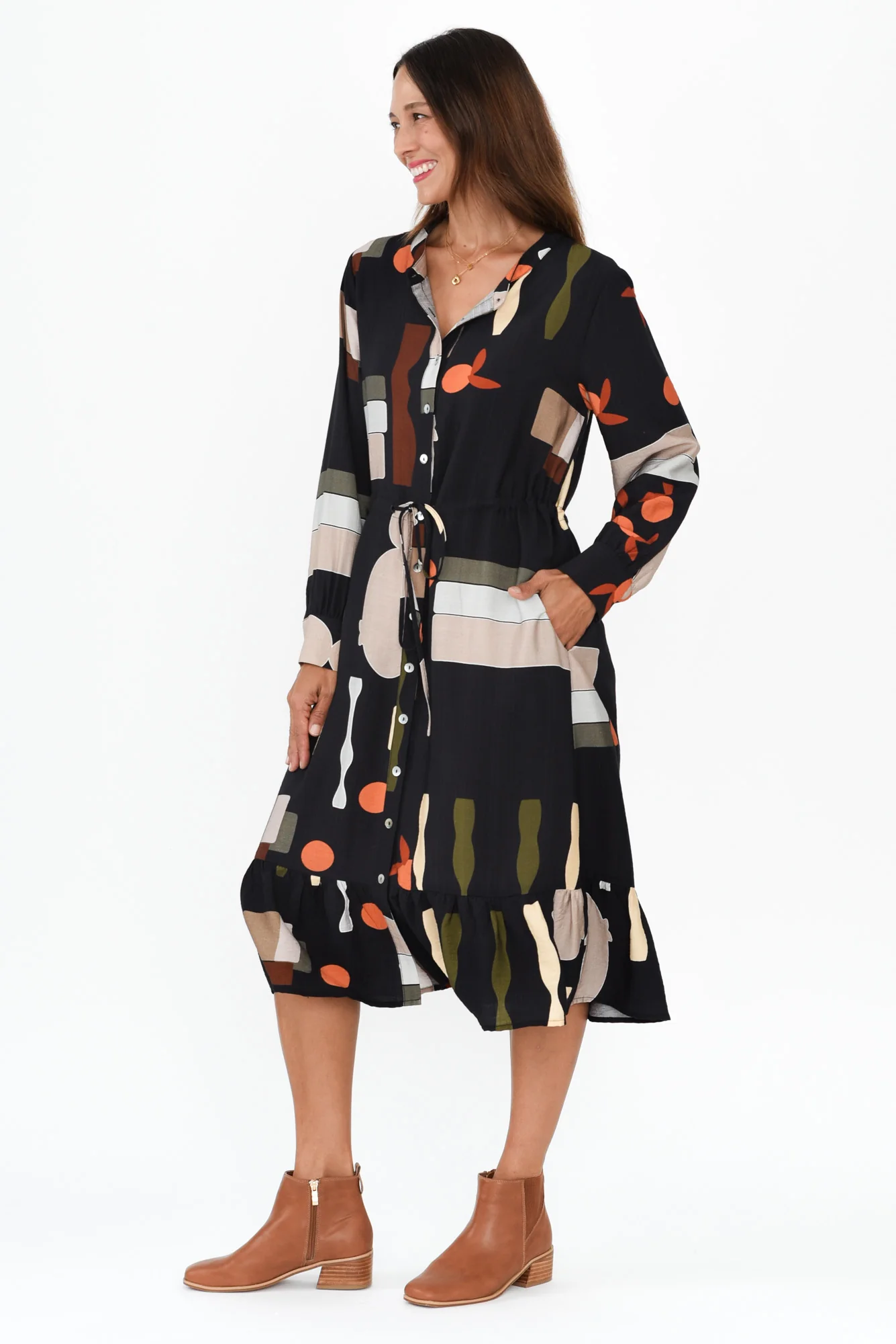 Galleria Black Geo Tie Dress - Image 3