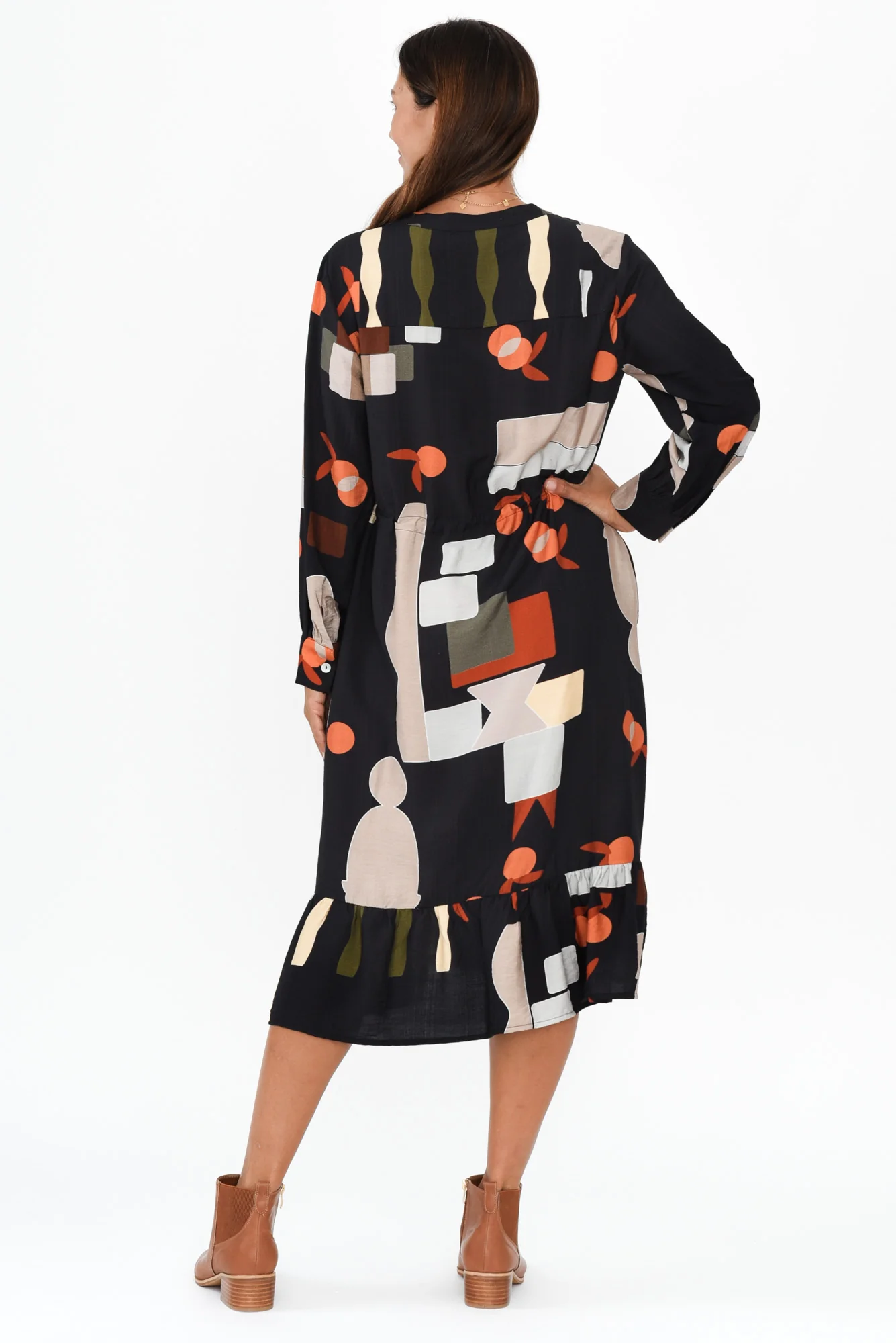 Galleria Black Geo Tie Dress - Image 4