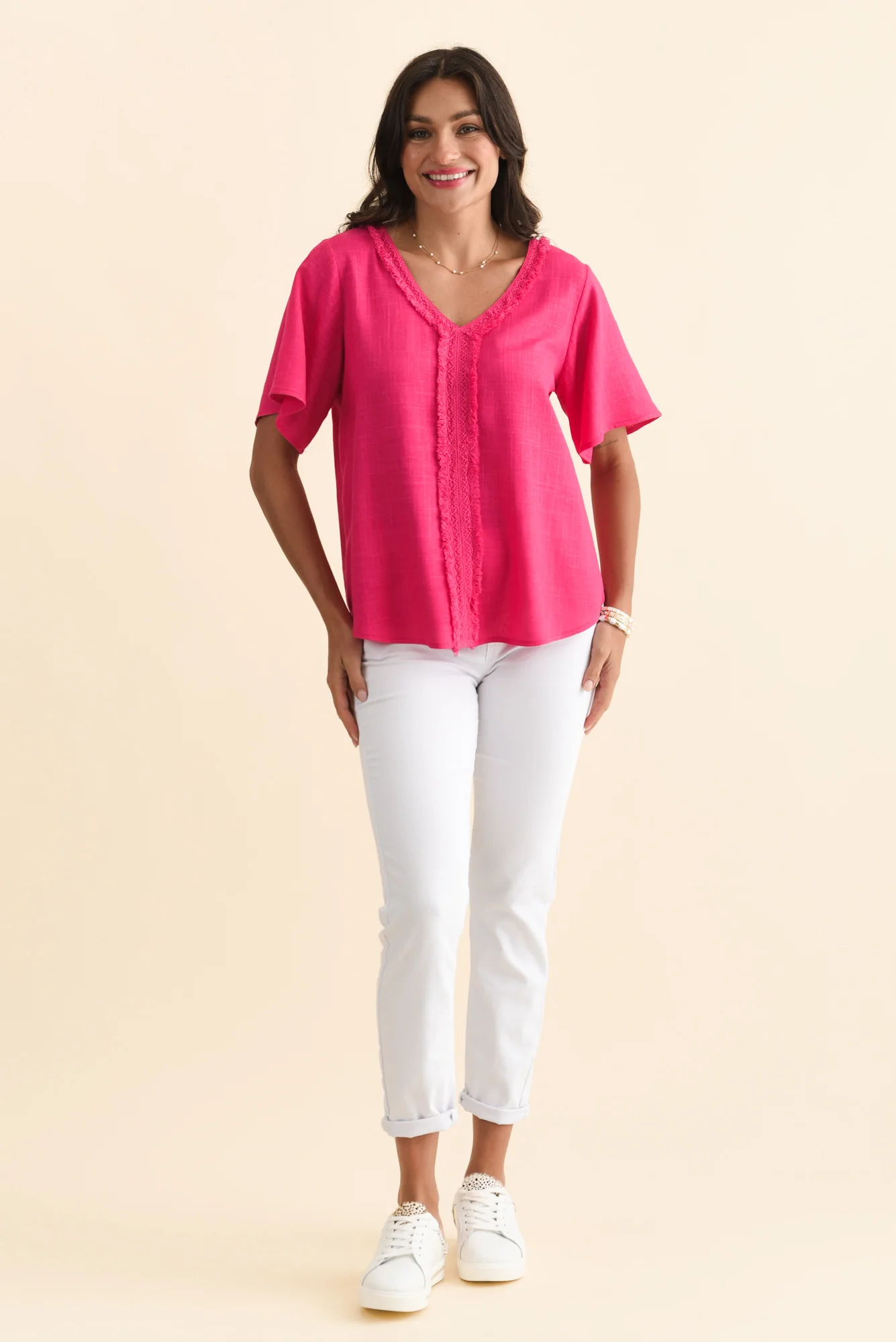 Georgio Hot Pink Linen Top - Image 6
