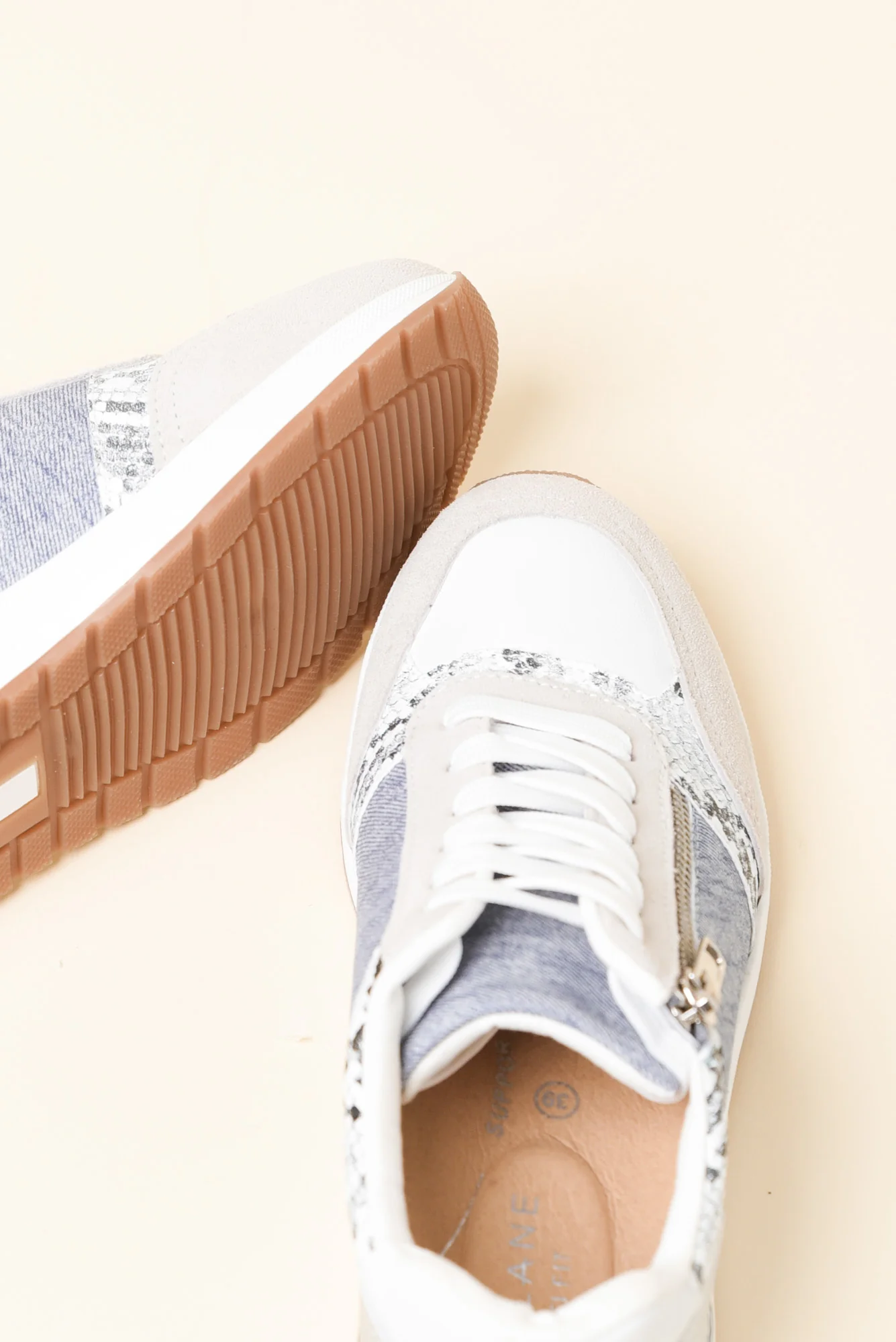 Glebe Denim Multi Leather Zip Sneaker - Image 3