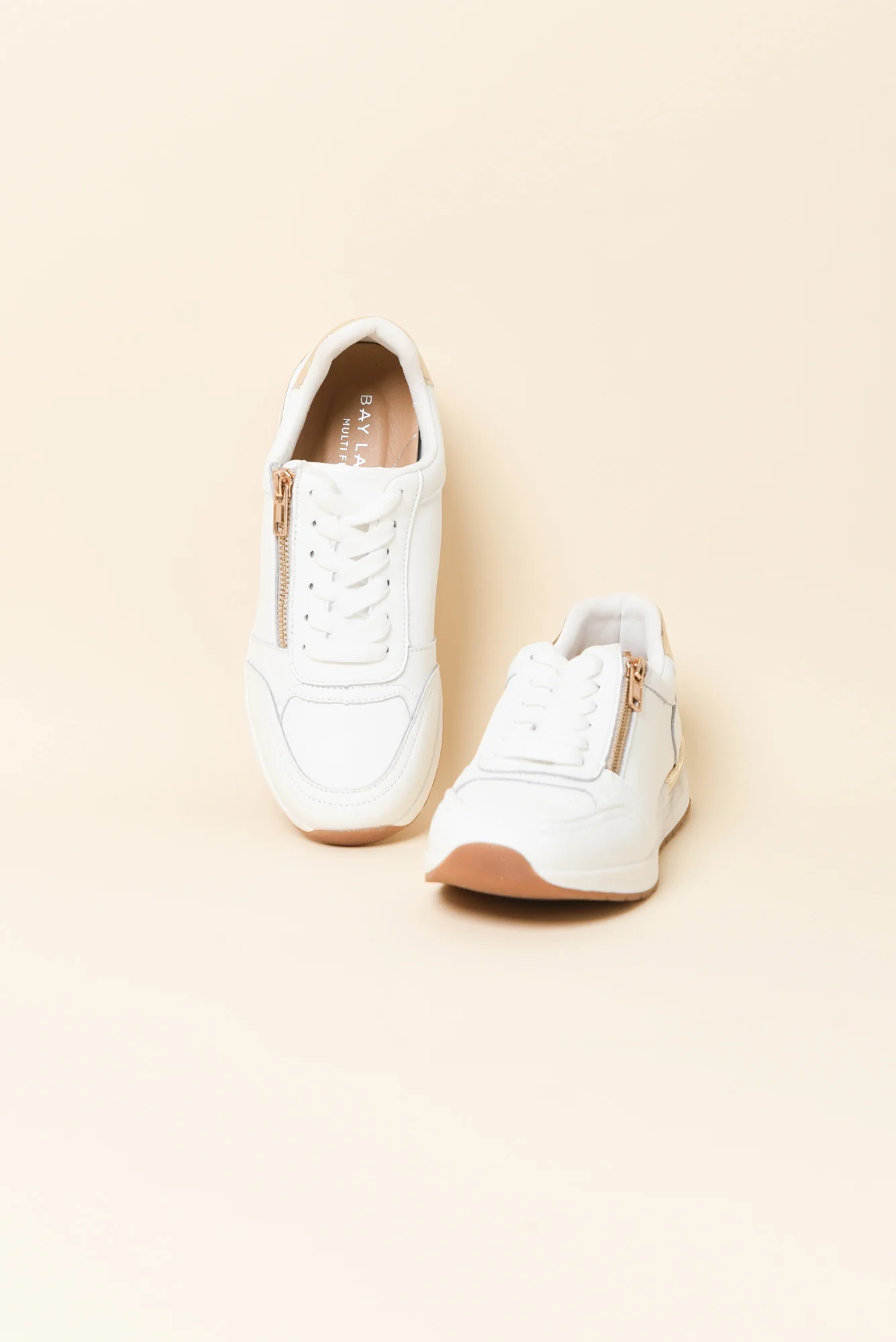 Glebe White Contrast Leather Zip Sneaker - Image 3