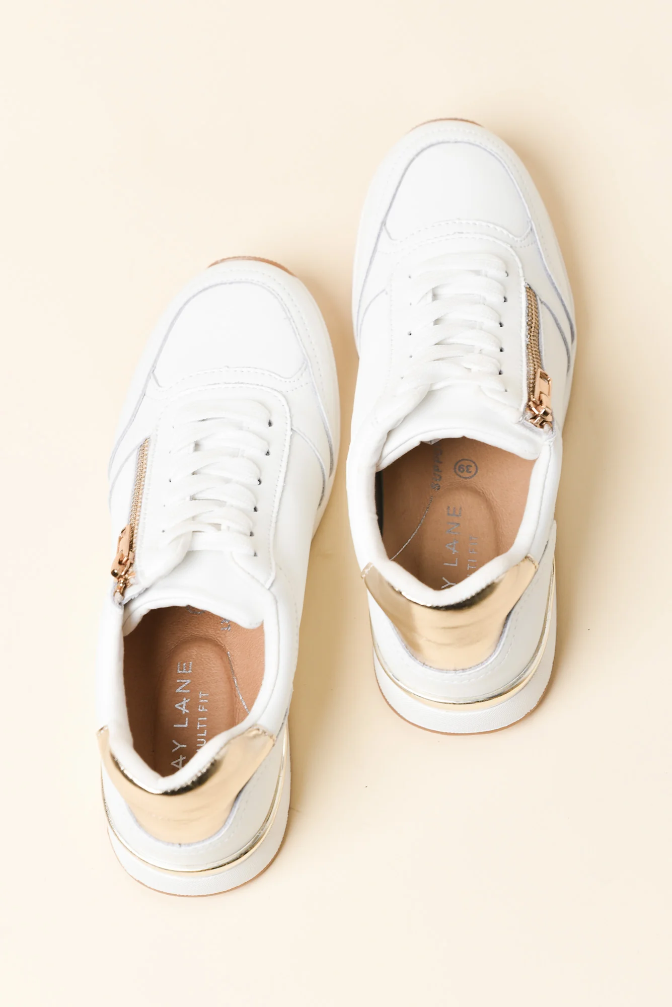 Glebe White Contrast Leather Zip Sneaker - Image 5