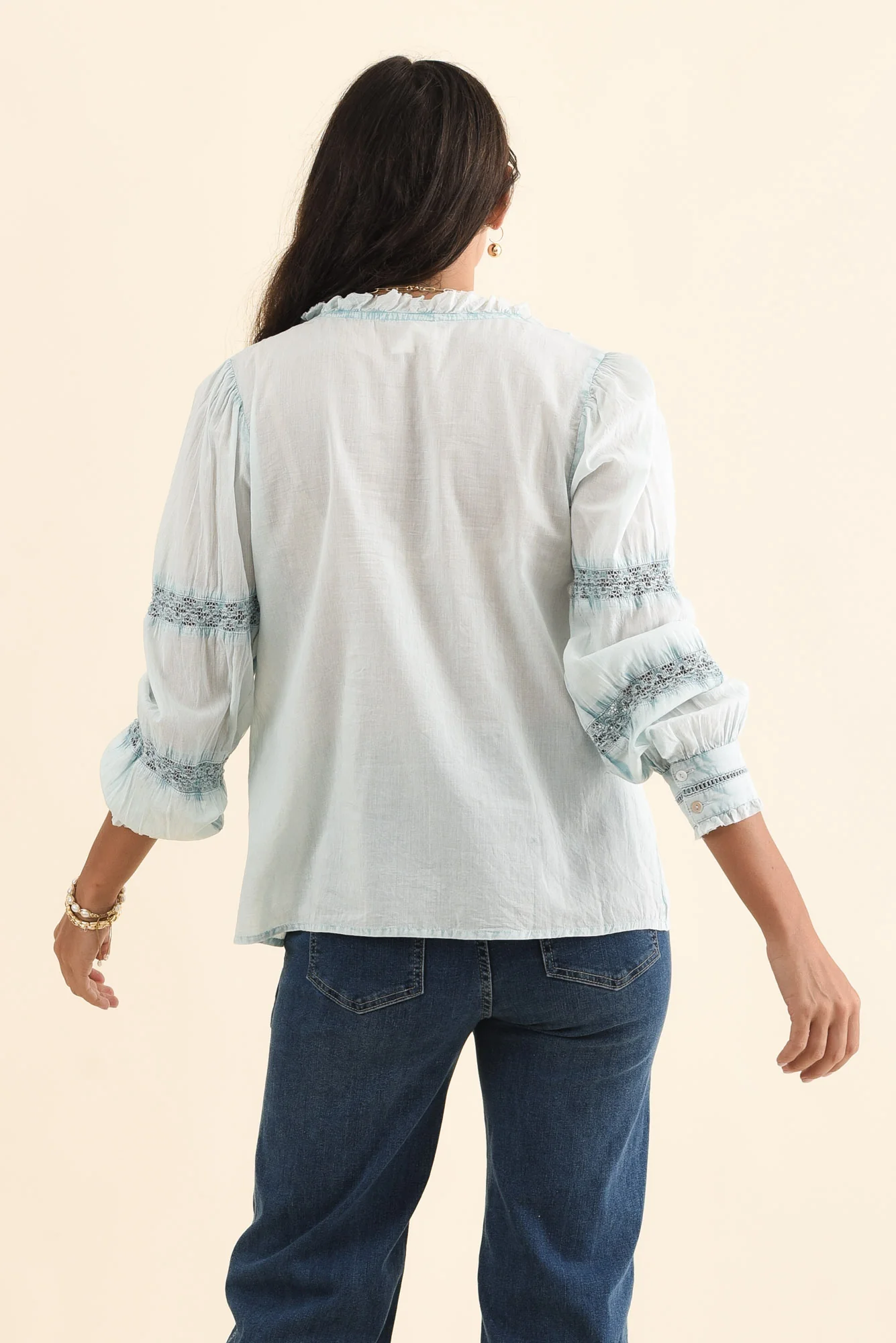 Gloria Blue Embroidered Cotton Top - Image 4