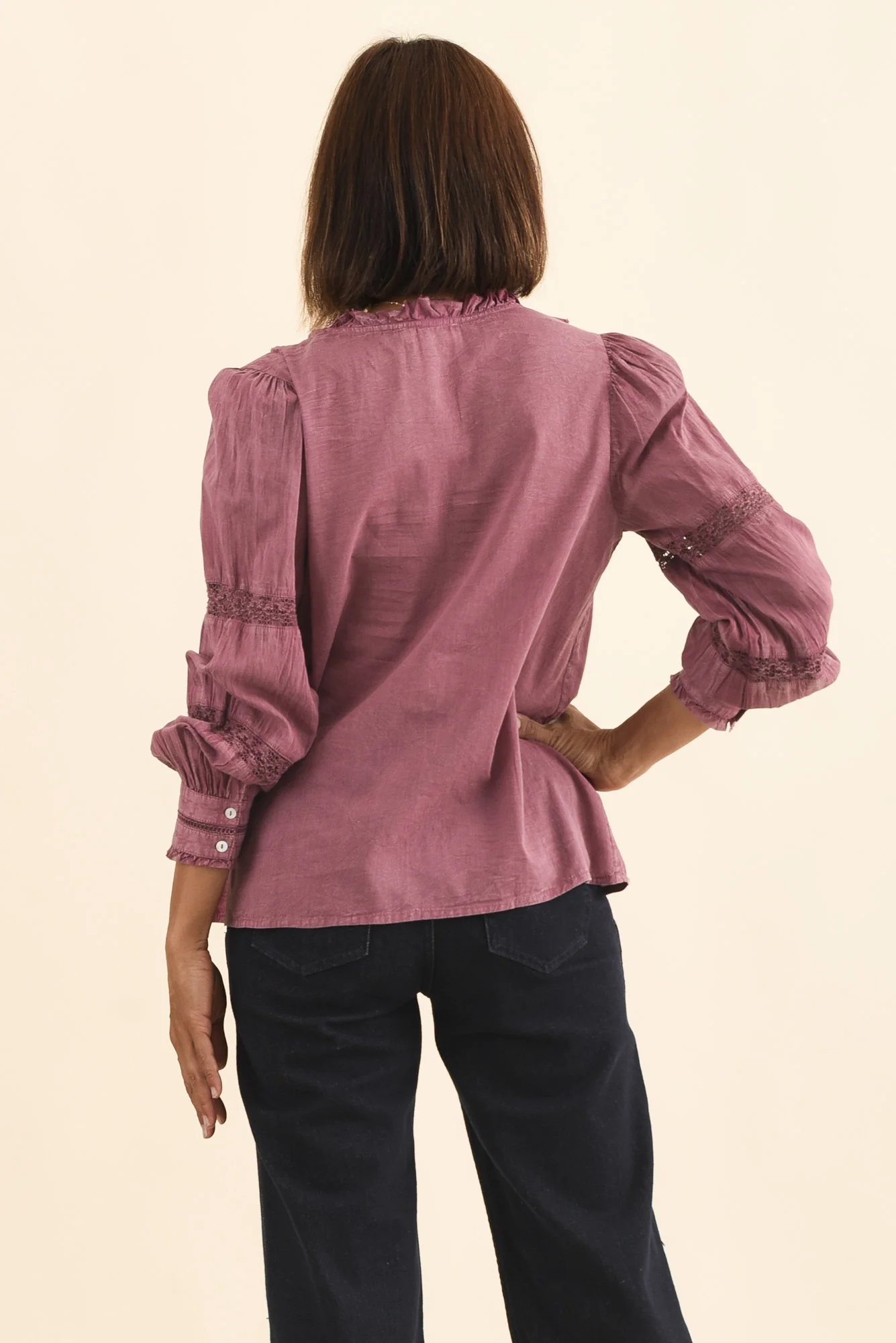 Gloria Dark Pink Embroidered Cotton Top - Image 4
