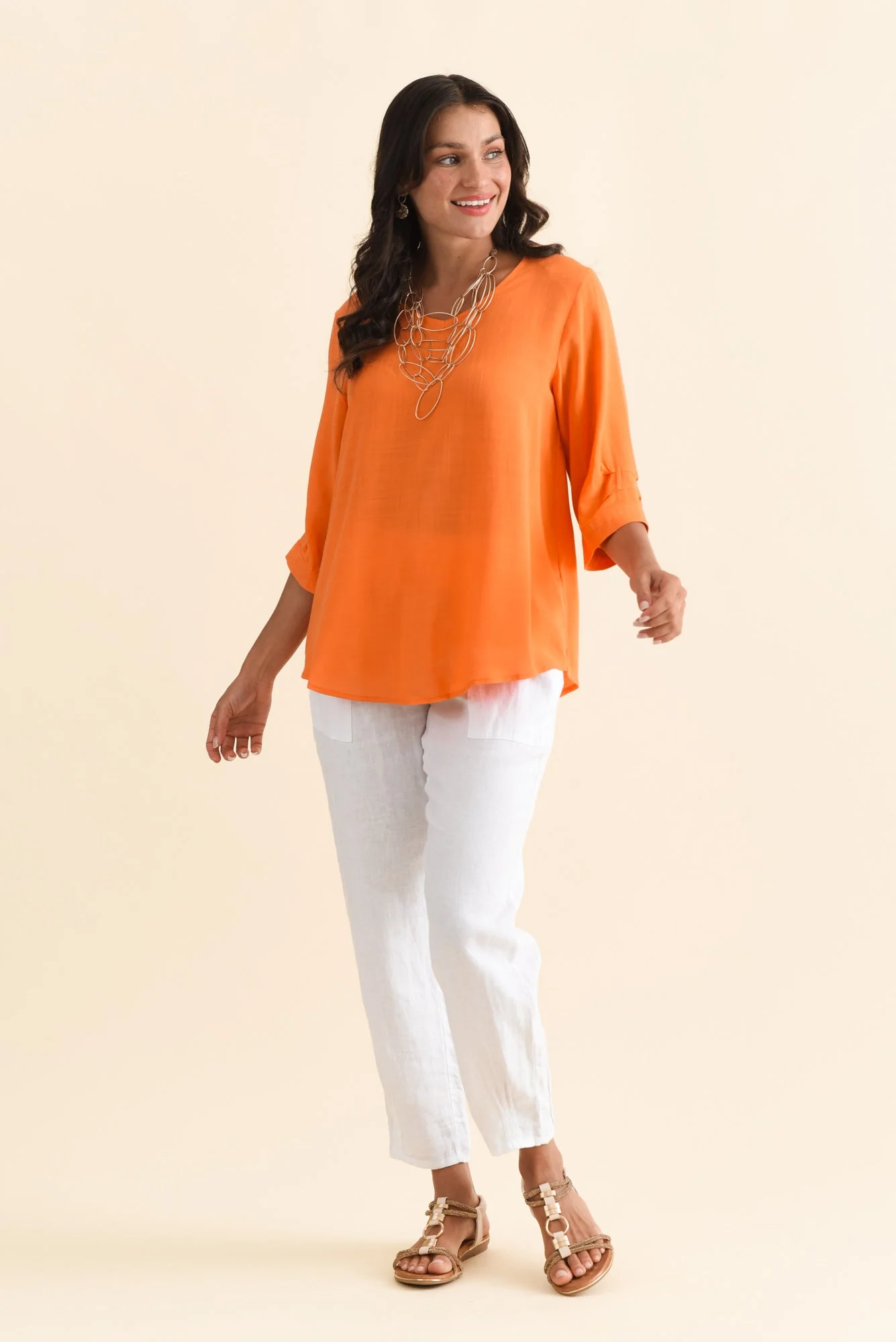 Gomez Orange Button Top - Image 3