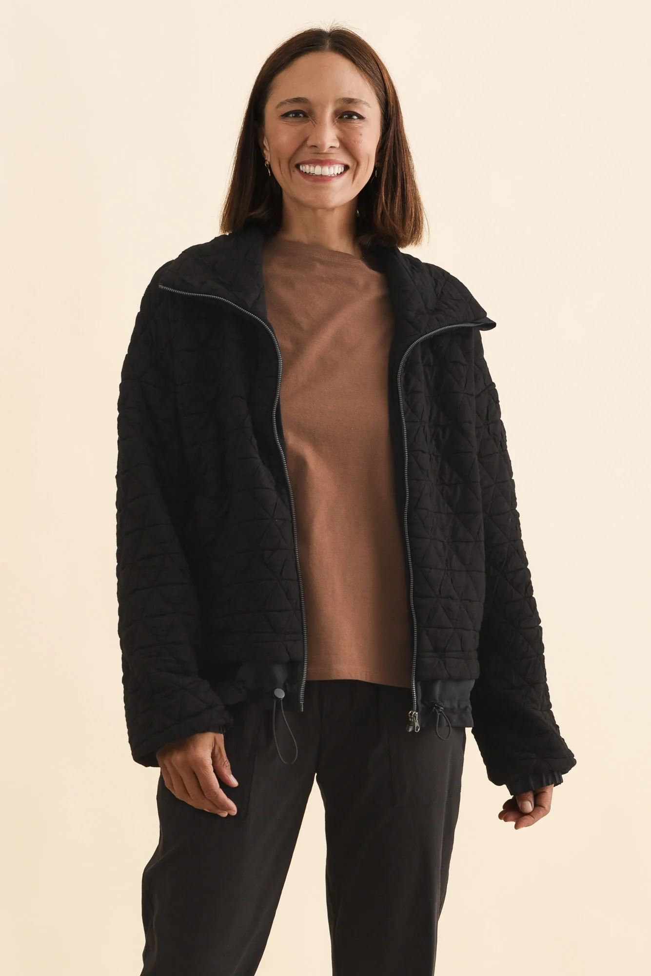 Grace Black Bamboo Silk Quilted Jacket