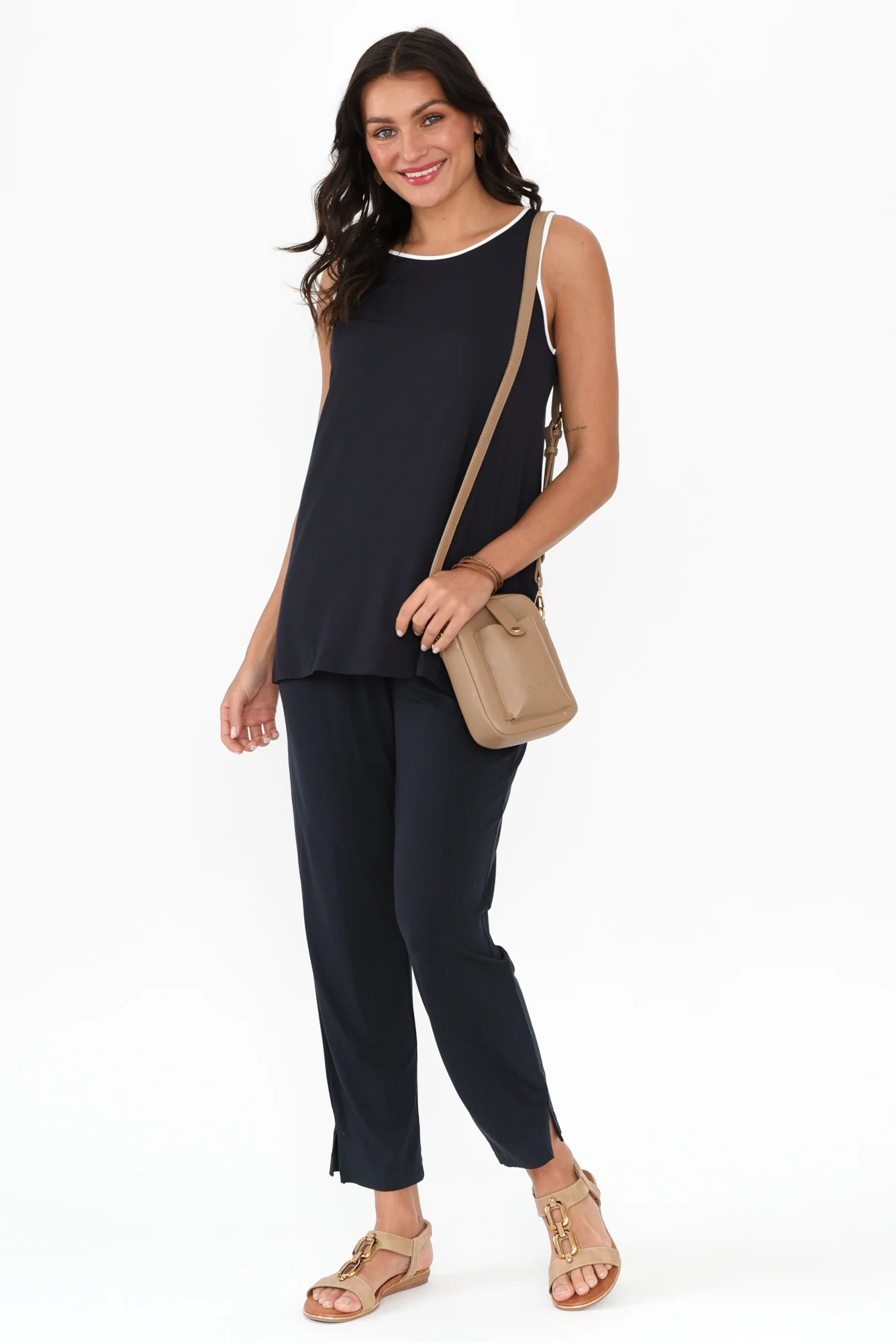 Gracie Navy Contrast Micro Modal Tank - Image 3