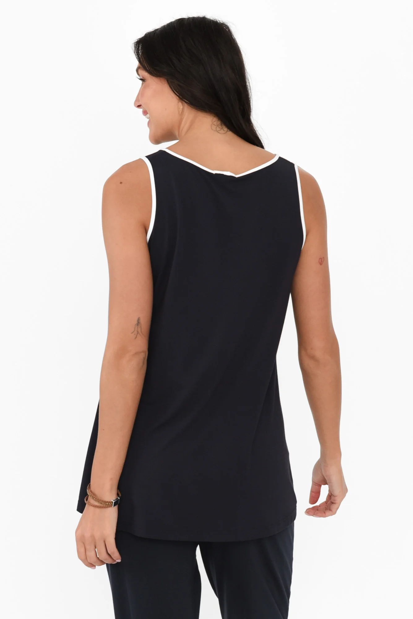 Gracie Navy Contrast Micro Modal Tank - Image 5