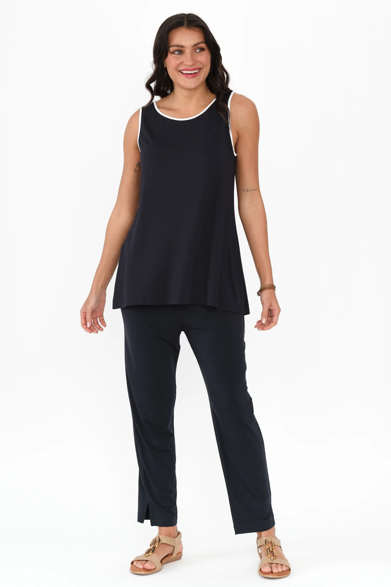 Gracie Navy Contrast Micro Modal Tank - Image 7
