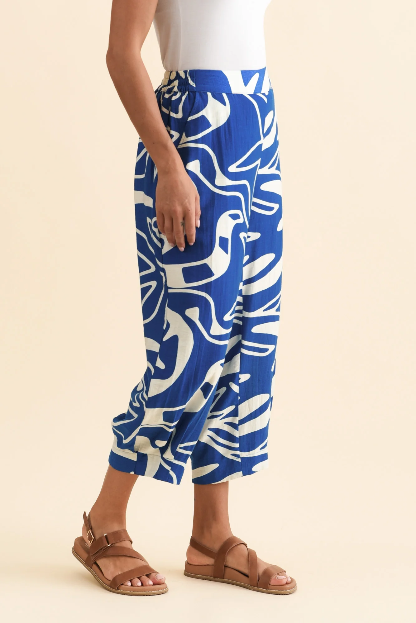 Hallie Cobalt Palm Pocket Pants - Image 3