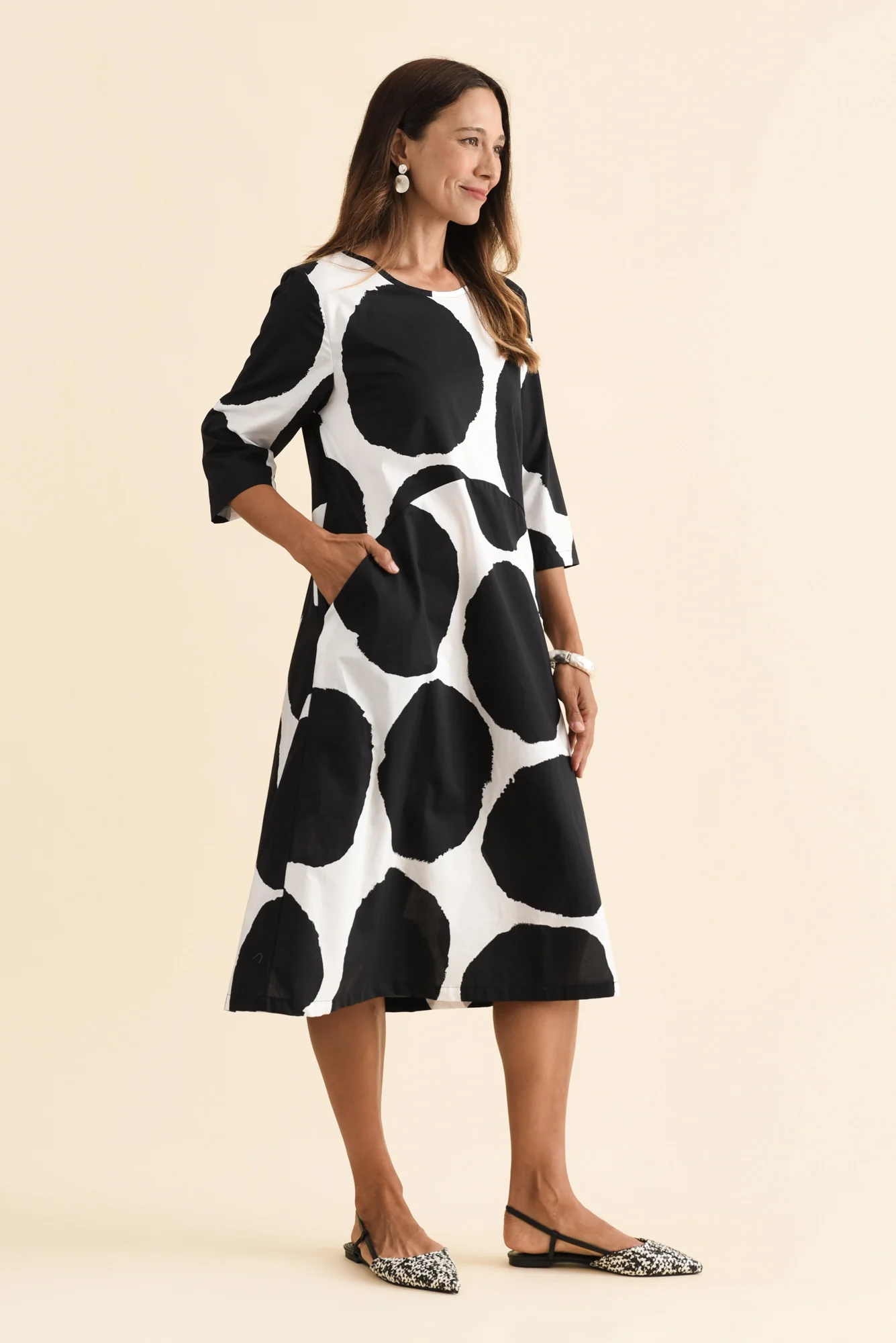 Hannah Black Spot Cotton Dress - Image 3