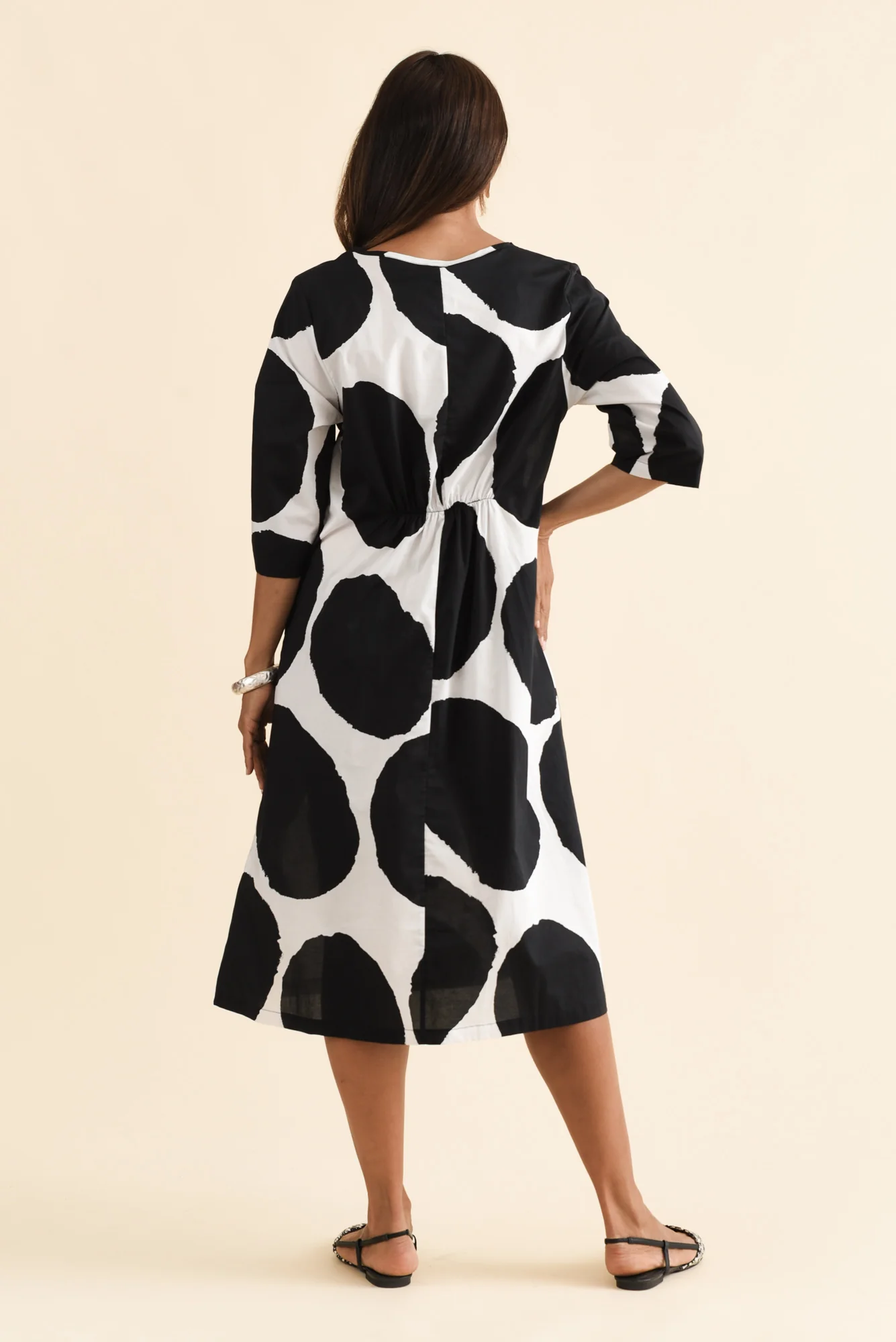 Hannah Black Spot Cotton Dress - Image 4