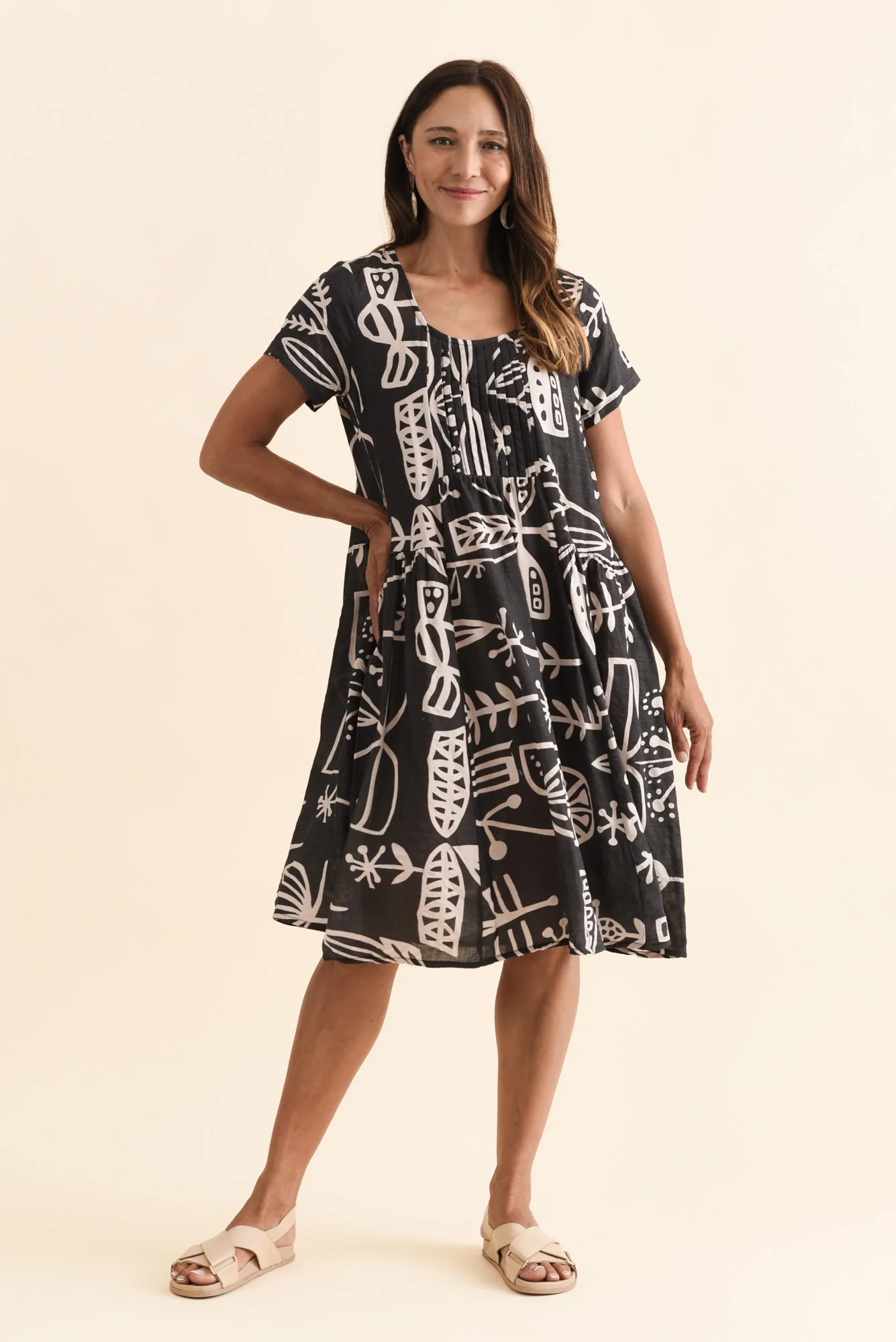 Hanoi Black Garden Cotton Blend Dress - Image 2