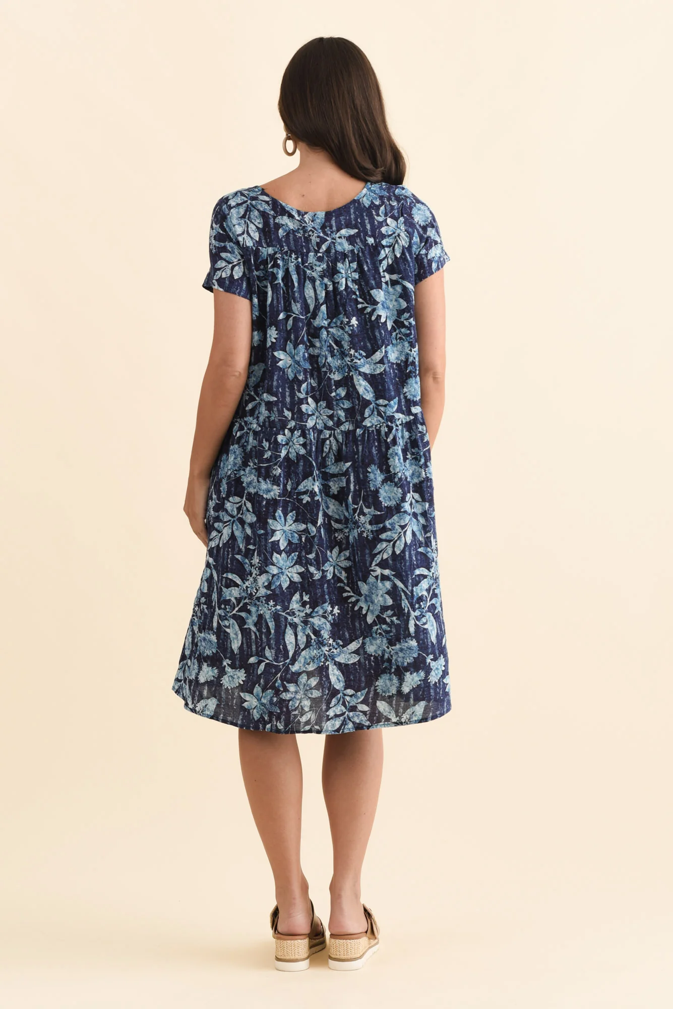 Hanoi Blue Floral Cotton Blend Dress - Image 5