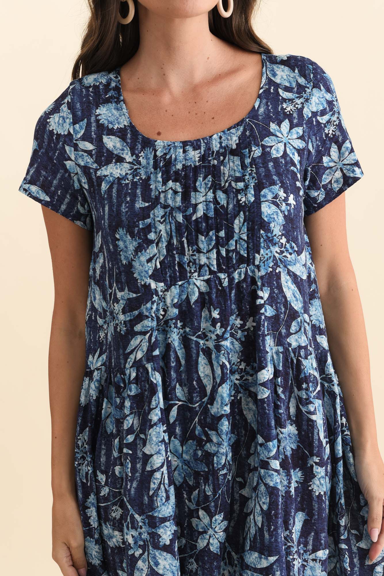 Hanoi Blue Floral Cotton Blend Dress - Image 6