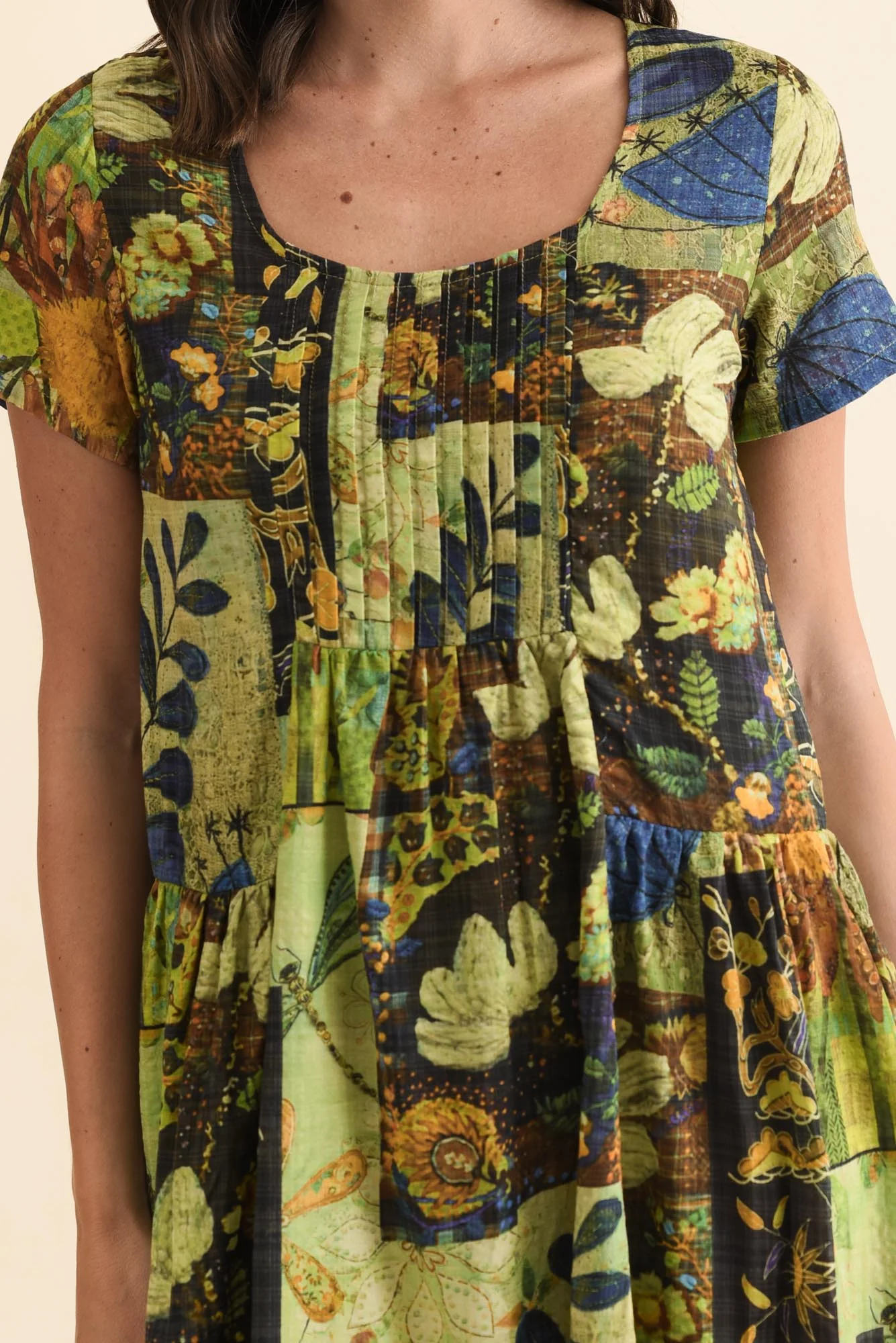 Hanoi Green Botanical Cotton Blend Dress - Image 5