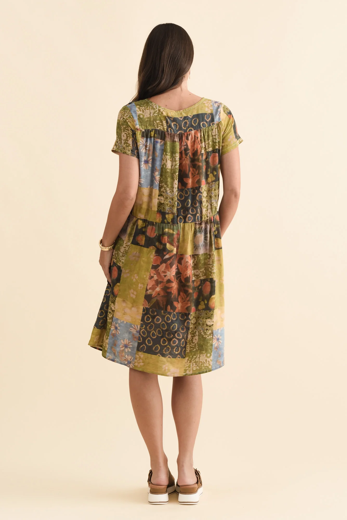 Hanoi Green Mosaic Cotton Blend Dress - Image 4