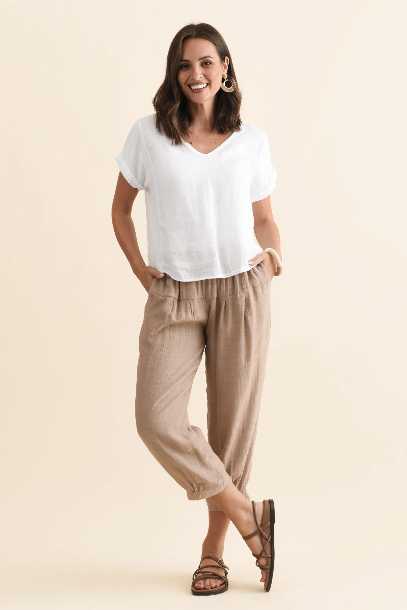 Harden Beige Cotton Blend Pants - Image 2