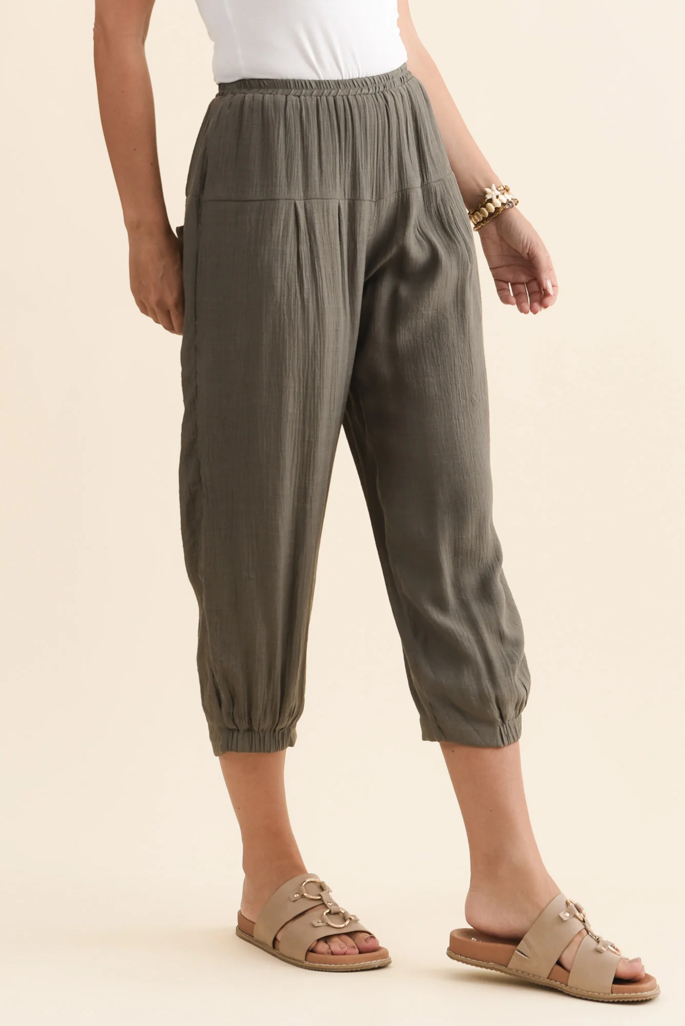 Harden Khaki Cotton Blend Pants - Image 3