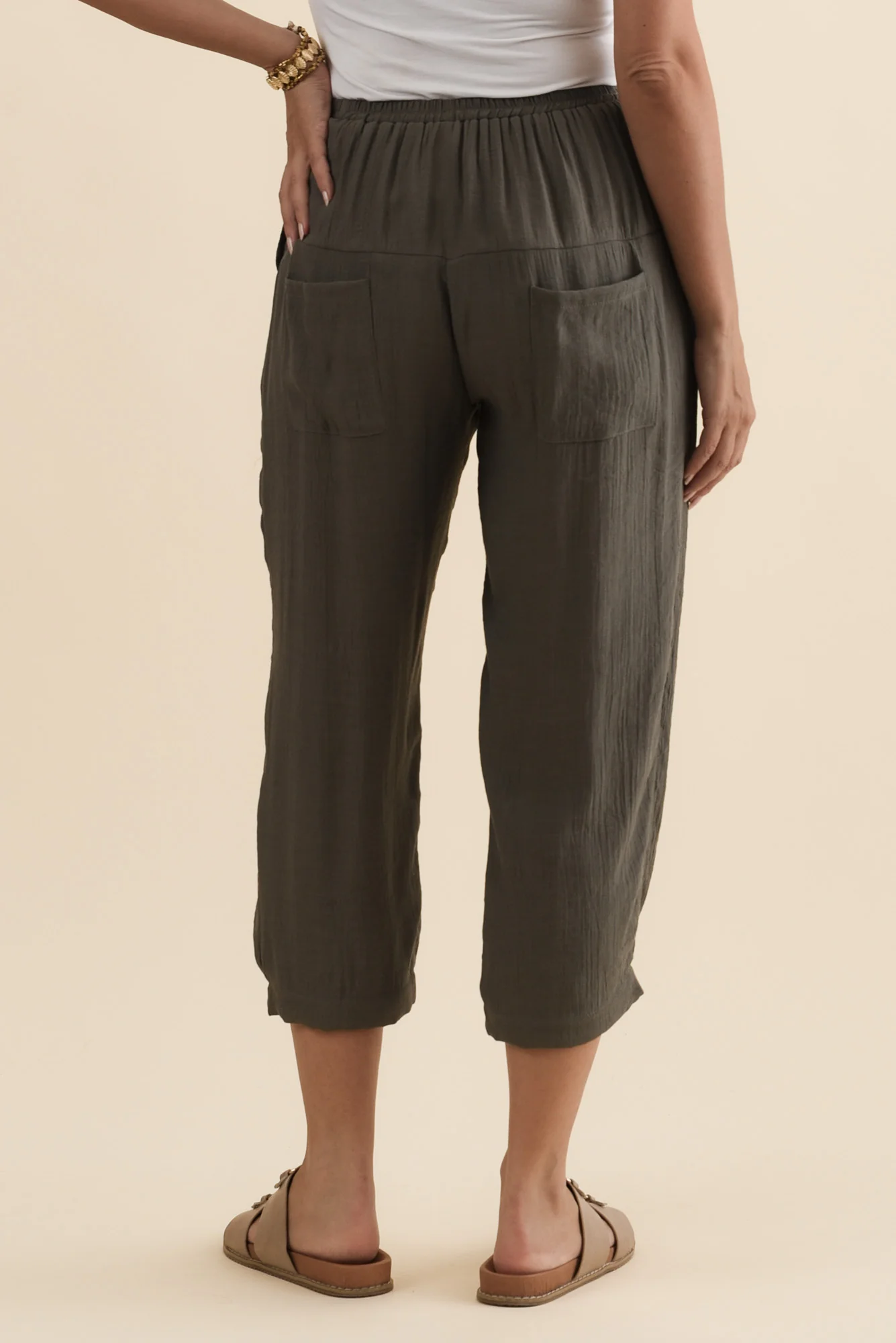 Harden Khaki Cotton Blend Pants - Image 4