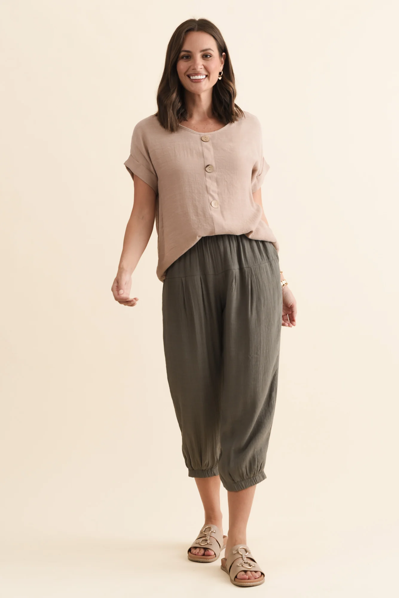 Harden Khaki Cotton Blend Pants - Image 6