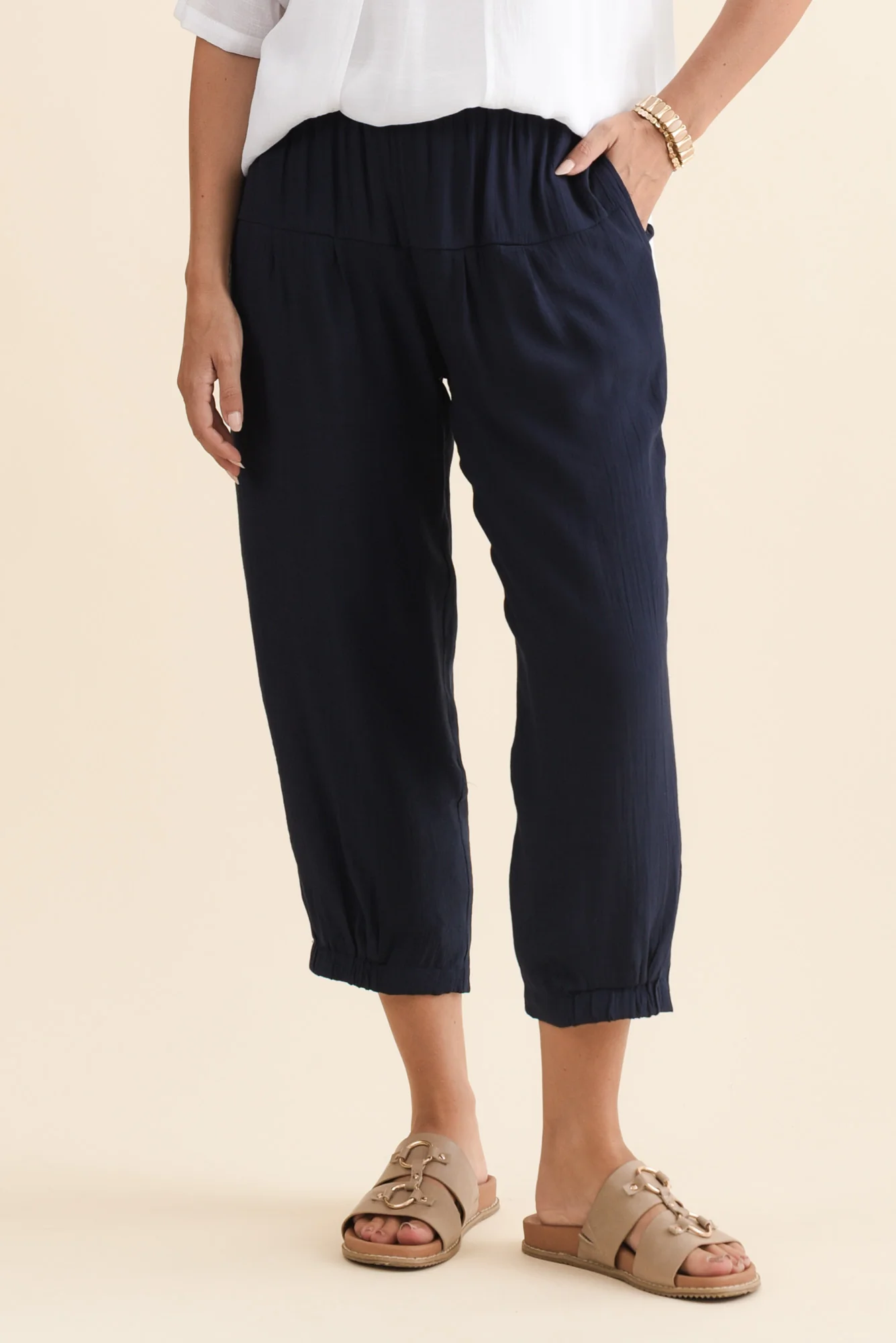 Harden Navy Cotton Blend Pants