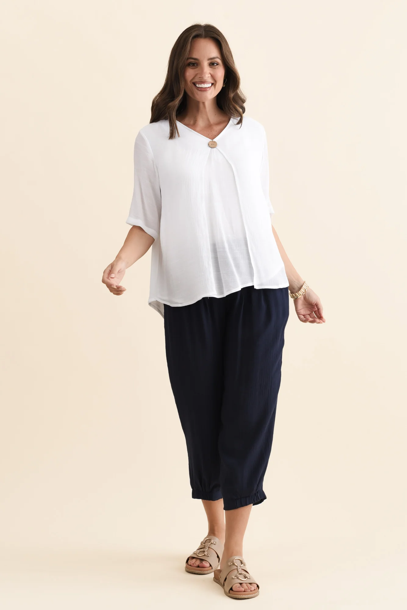 Harden Navy Cotton Blend Pants - Image 2