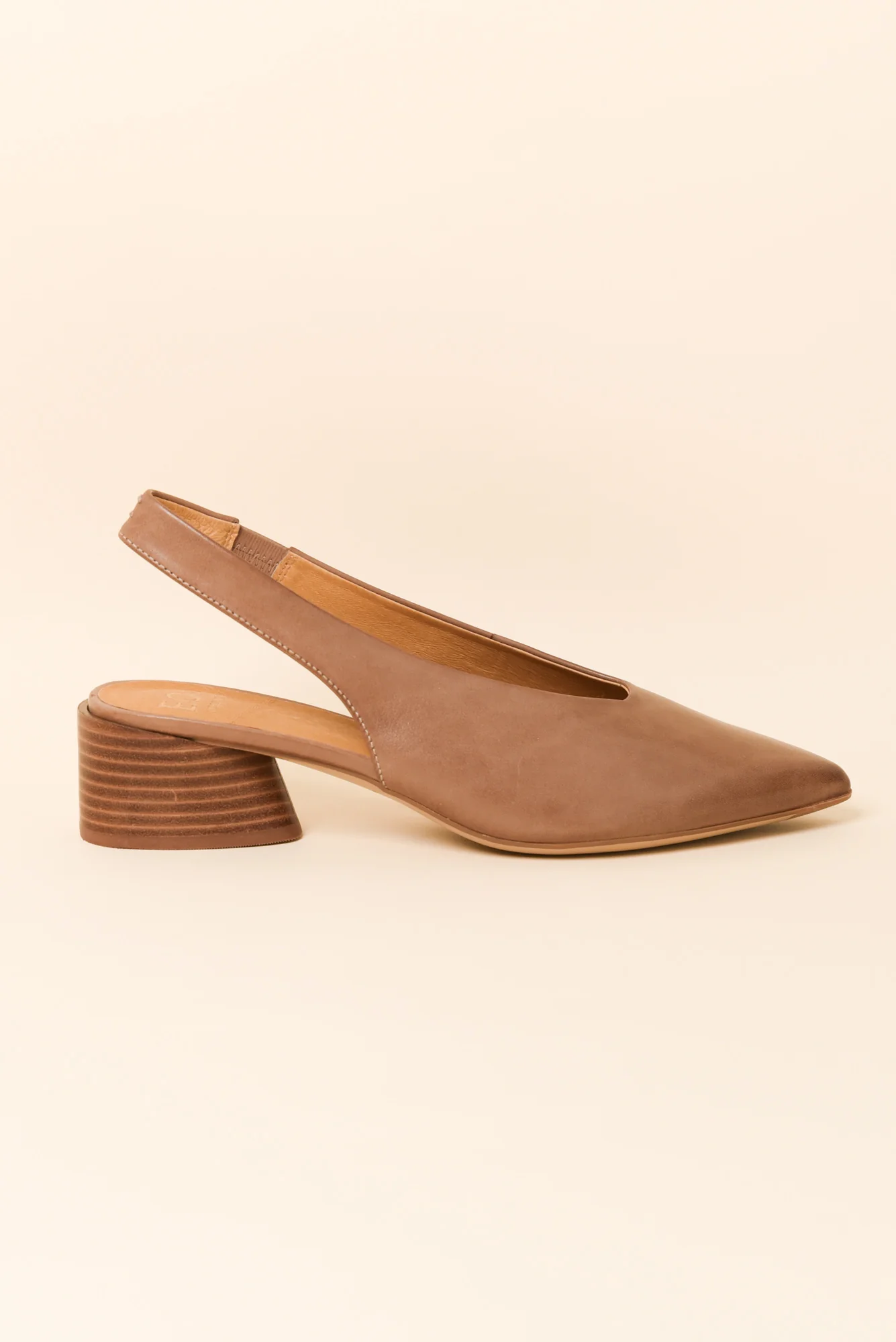Hatti Taupe Leather Slingback Heel