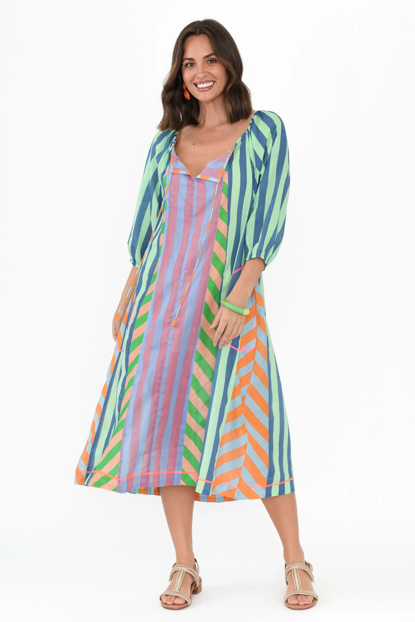 Hattie Blue Stripe Cotton Pocket Dress