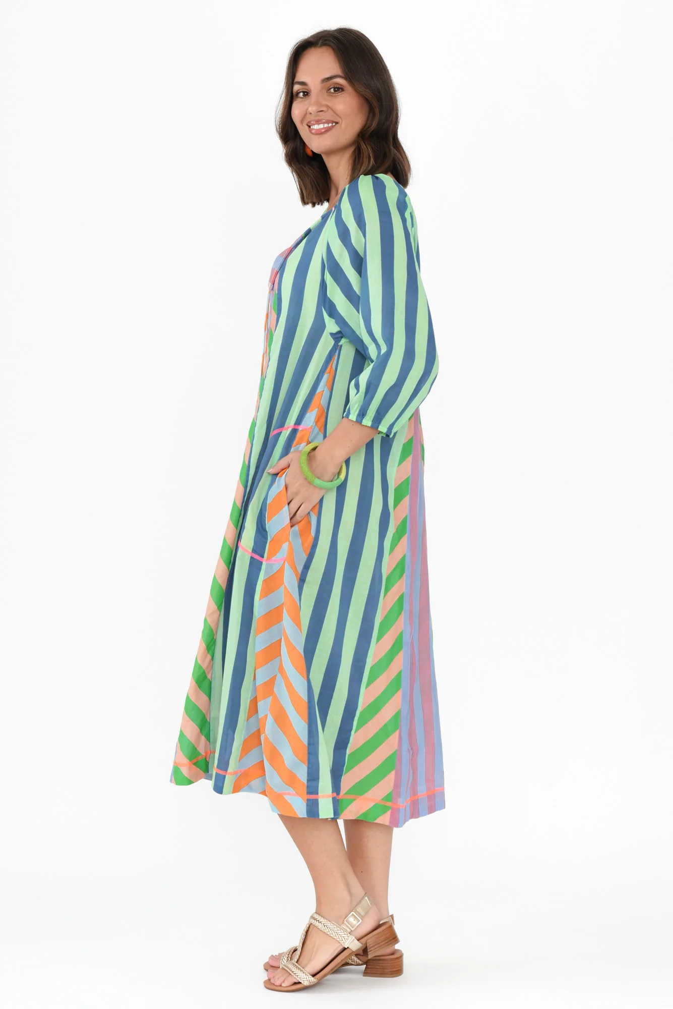 Hattie Blue Stripe Cotton Pocket Dress - Image 3