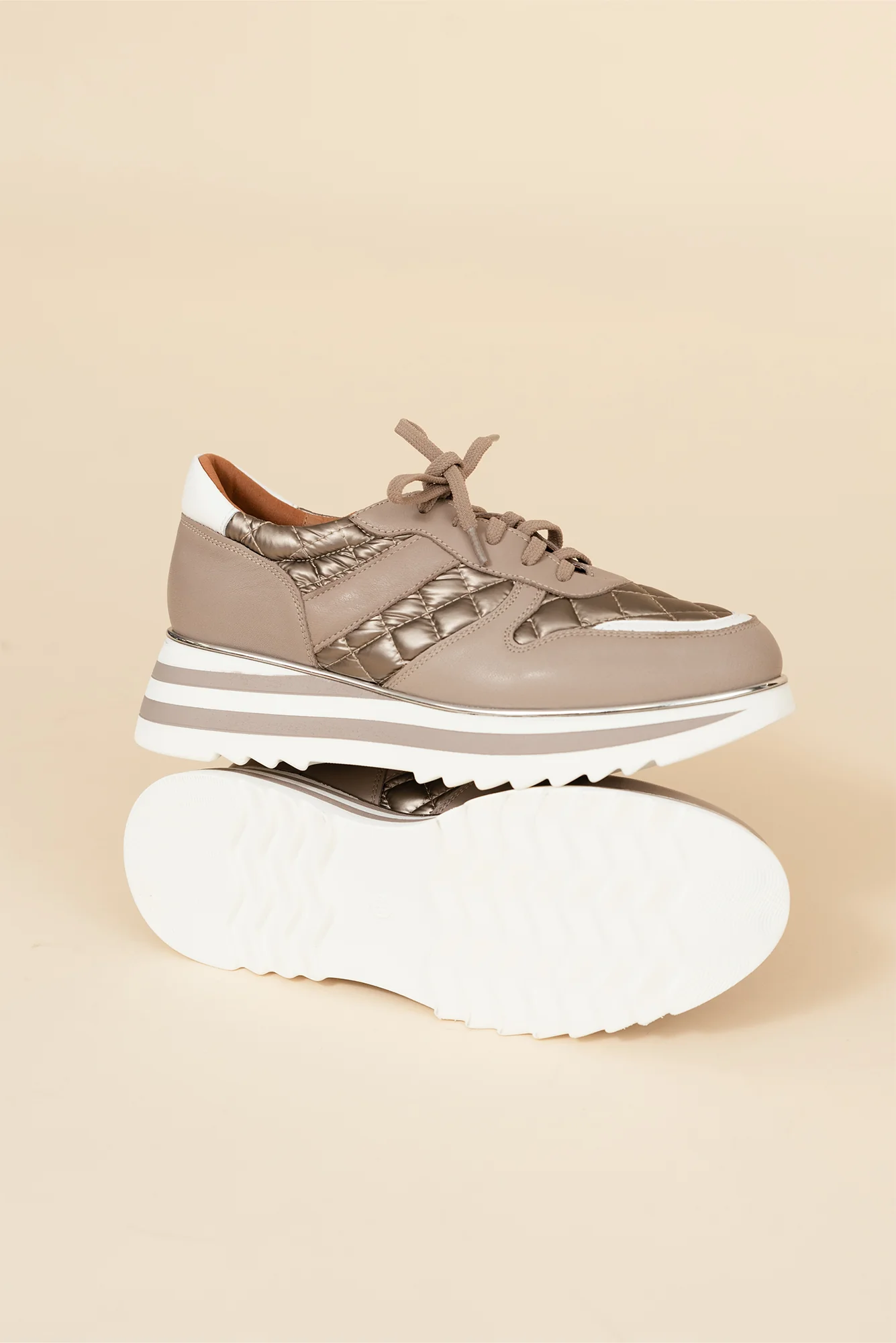 Helena Grey Leather Platform Sneaker - Image 3