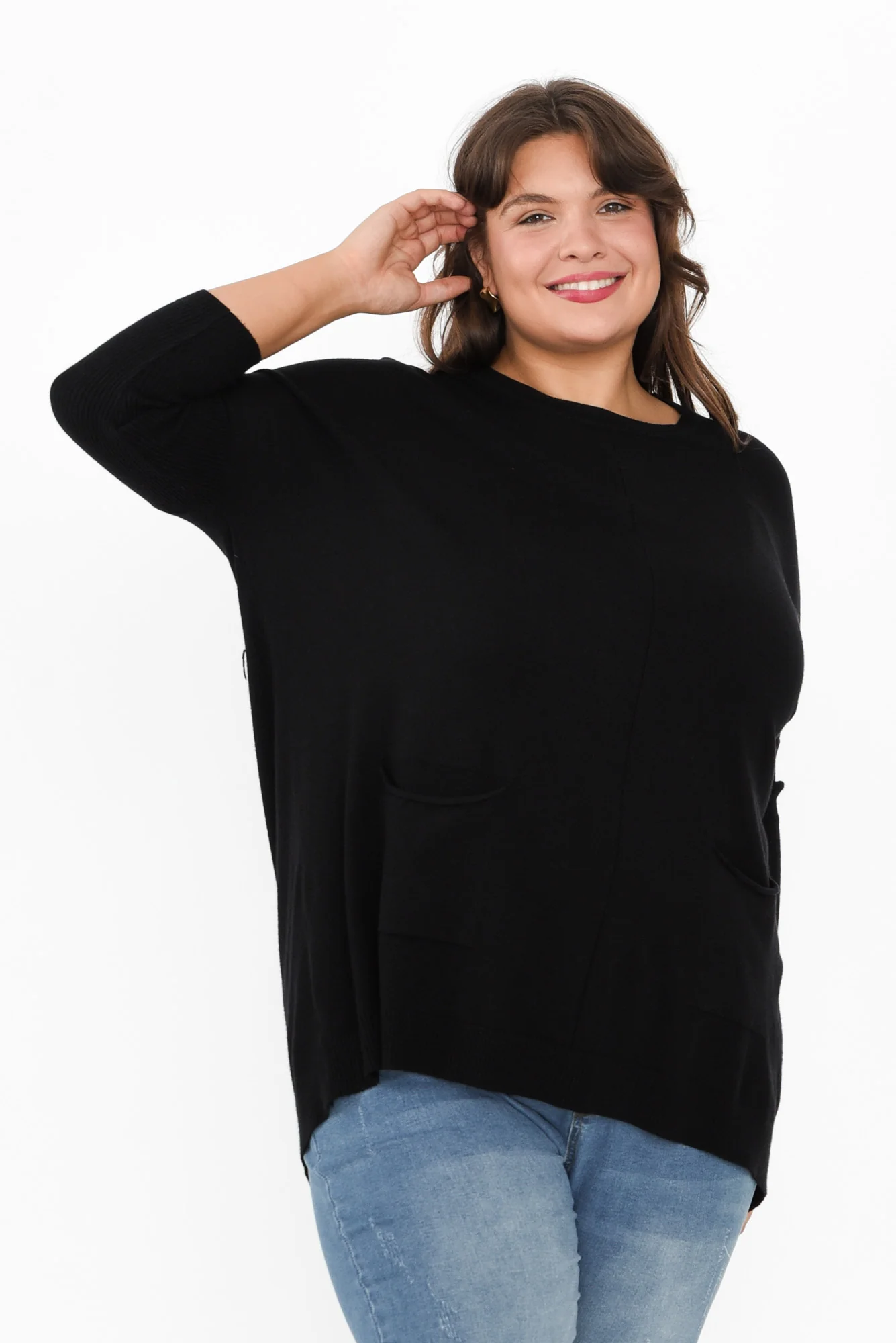 Helsinki Black Knit Pocket Jumper - Image 12