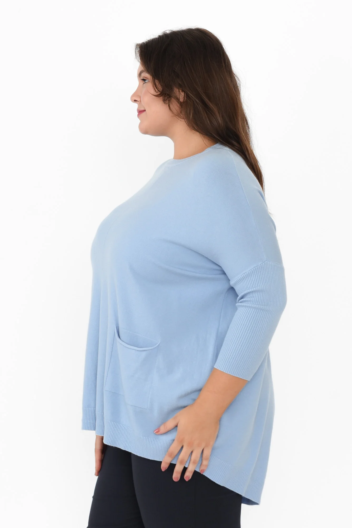 Helsinki Blue Knit Pocket Jumper - Image 10