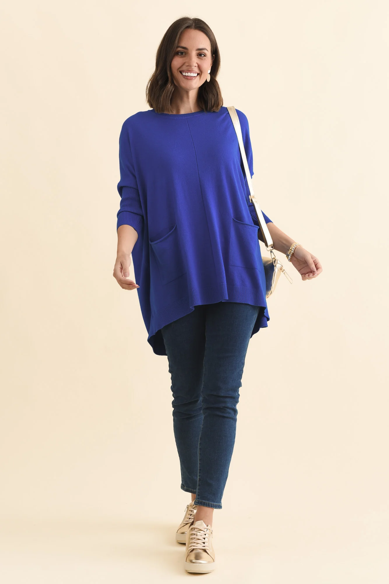 Helsinki Cobalt Knit Pocket Jumper - Image 2