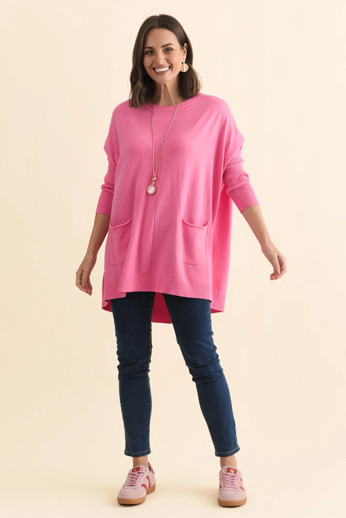 Helsinki Hot Pink Knit Pocket Jumper - Image 3