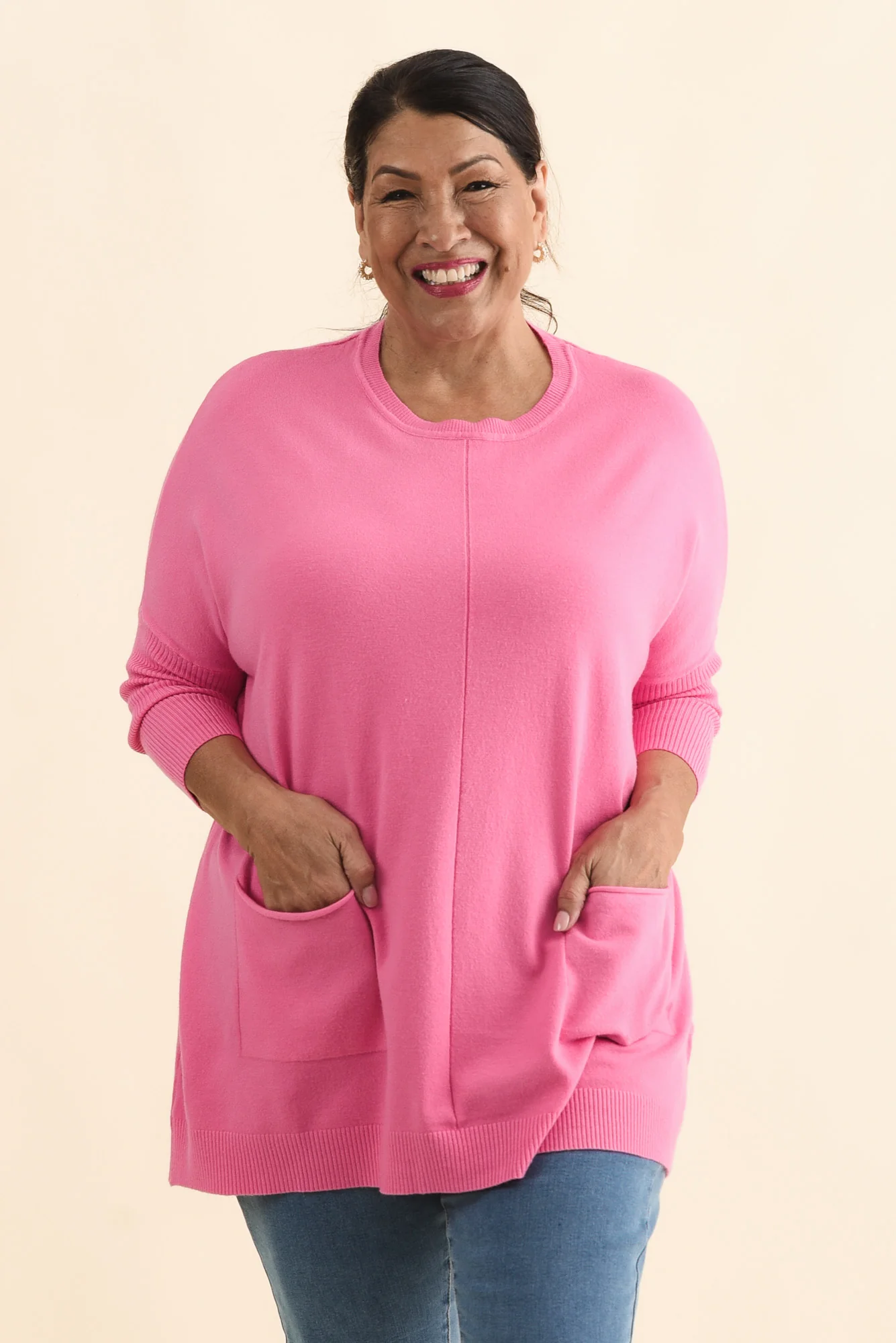 Helsinki Hot Pink Knit Pocket Jumper - Image 8