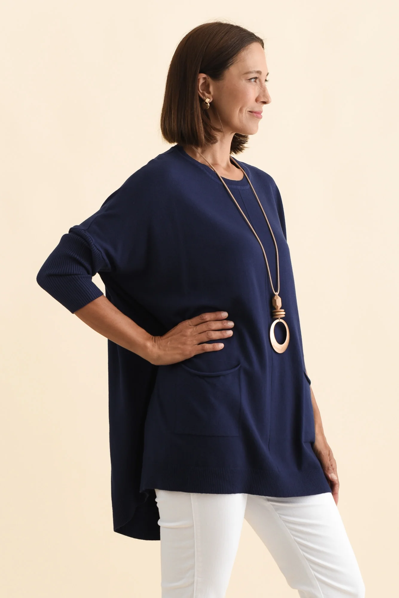 Helsinki Navy Knit Pocket Jumper - Image 4