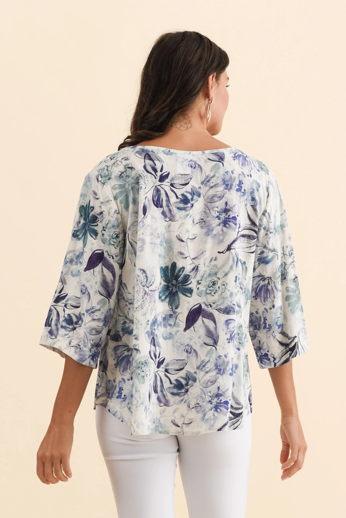 Hepburn Blue Garden Linen Blend Top - Image 4