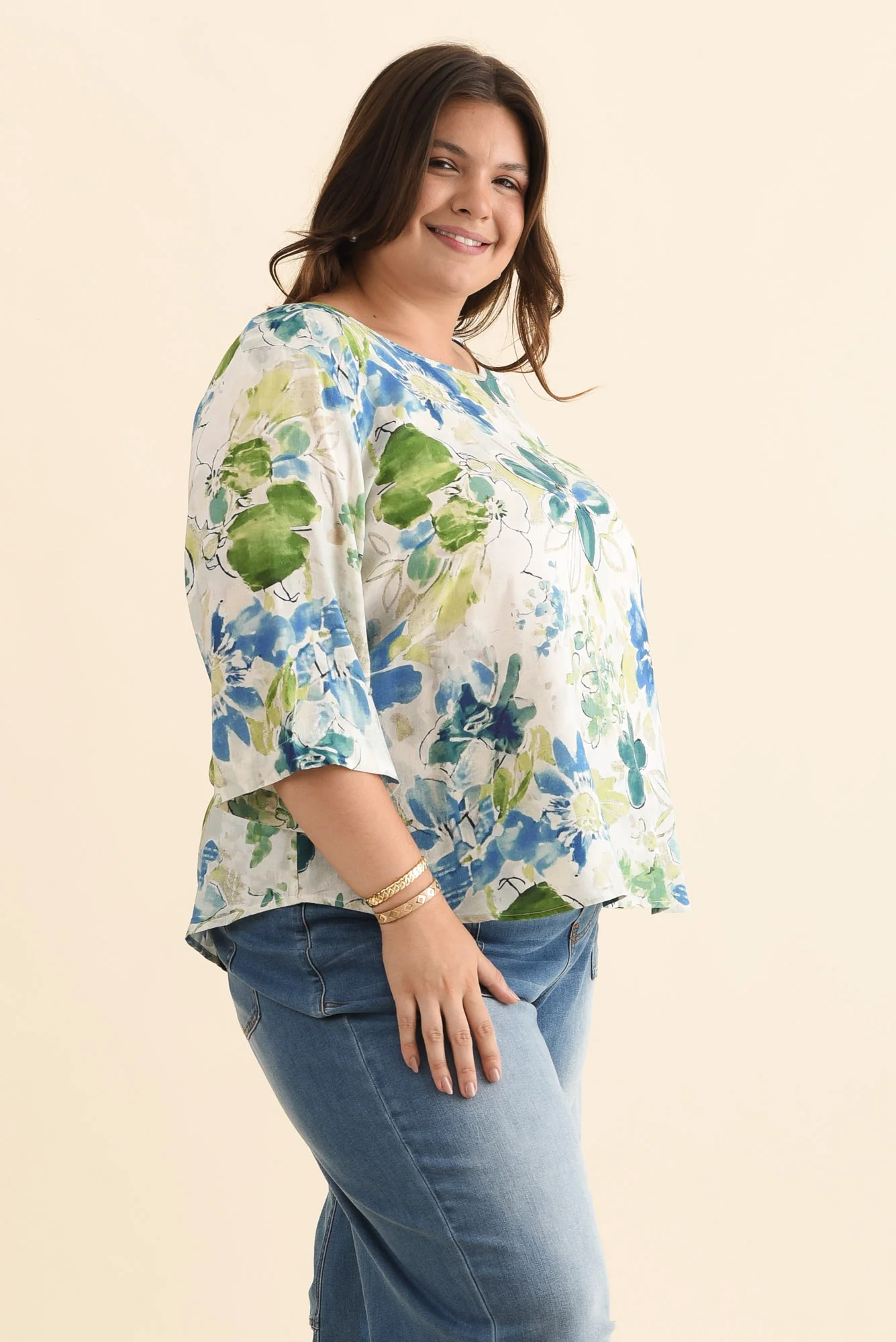 Hepburn Green Floral Linen Blend Top - Image 10