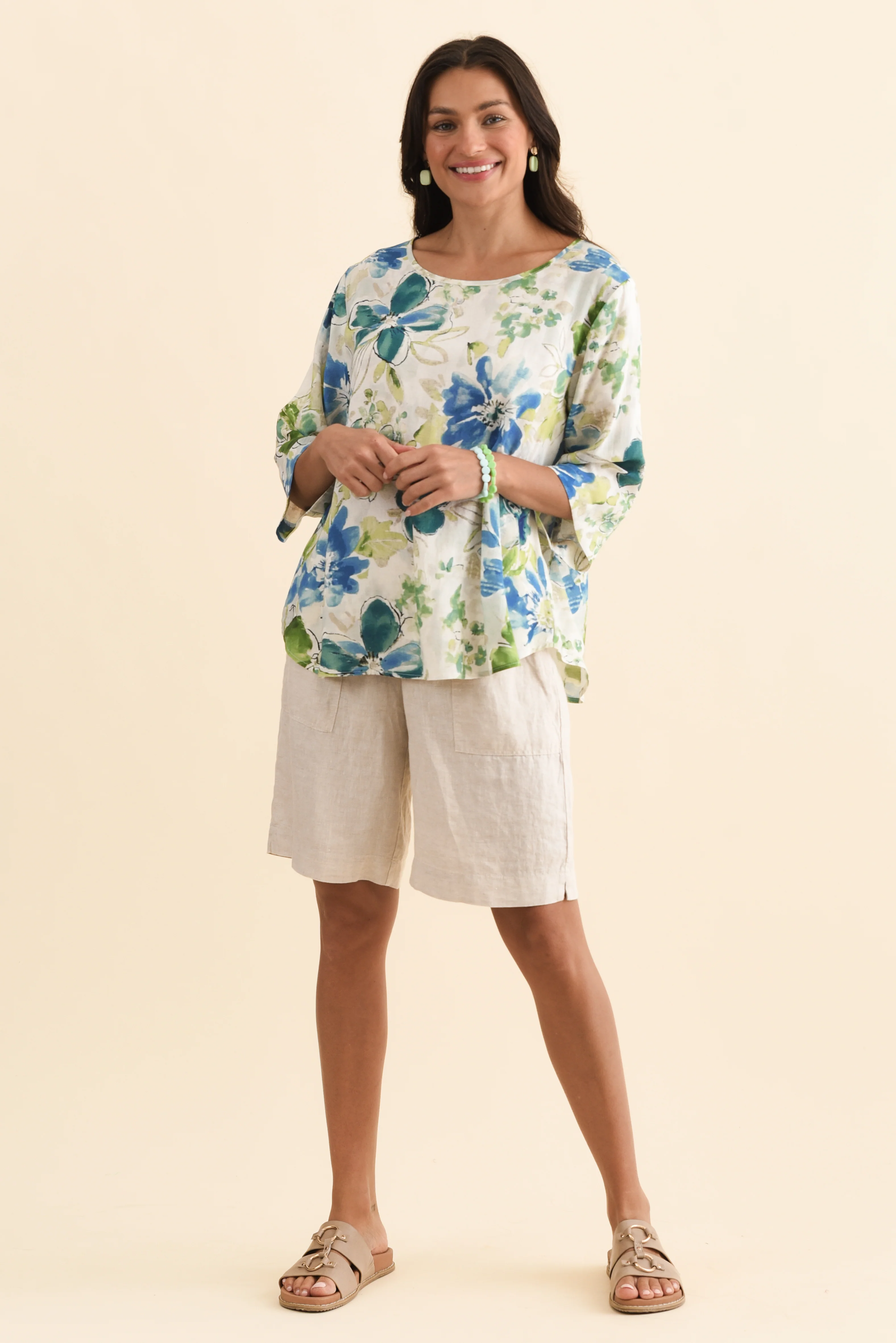 Hepburn Green Floral Linen Blend Top - Image 7