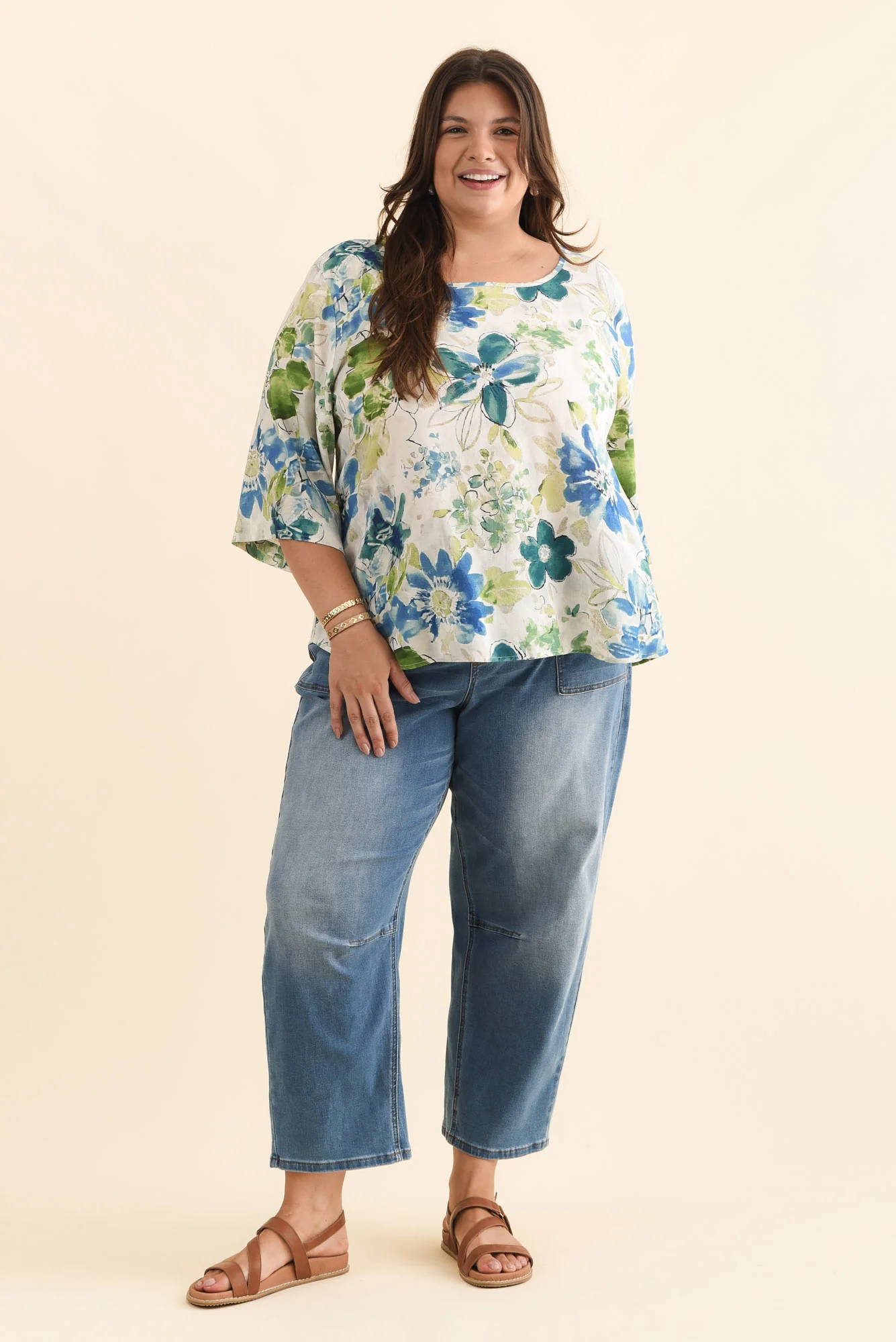 Hepburn Green Floral Linen Blend Top - Image 9