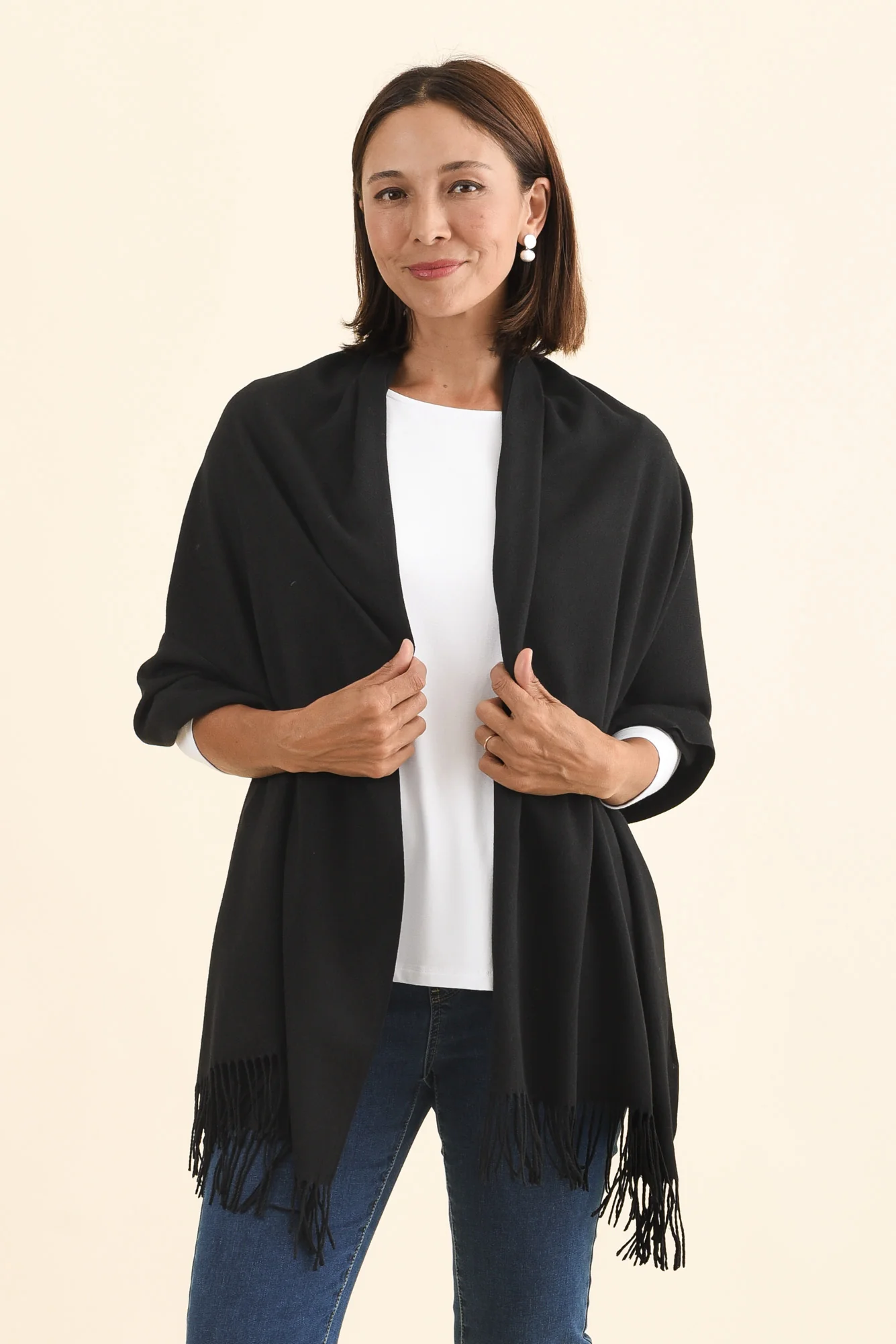 Heta Black Cotton Pashmina Scarf